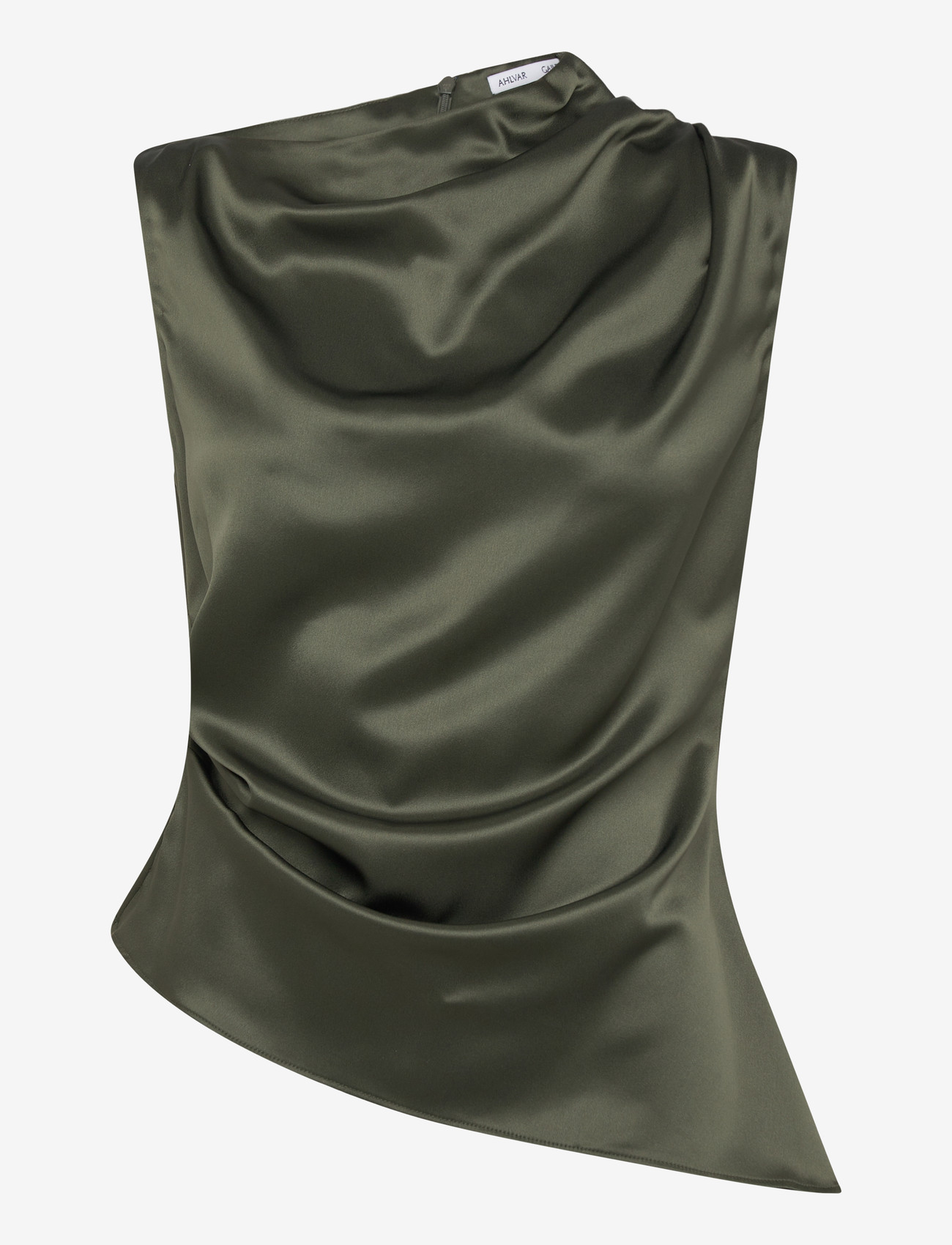 Ahlvar Gallery - Lizi satin tank - sleeveless blouses - olive green - 1