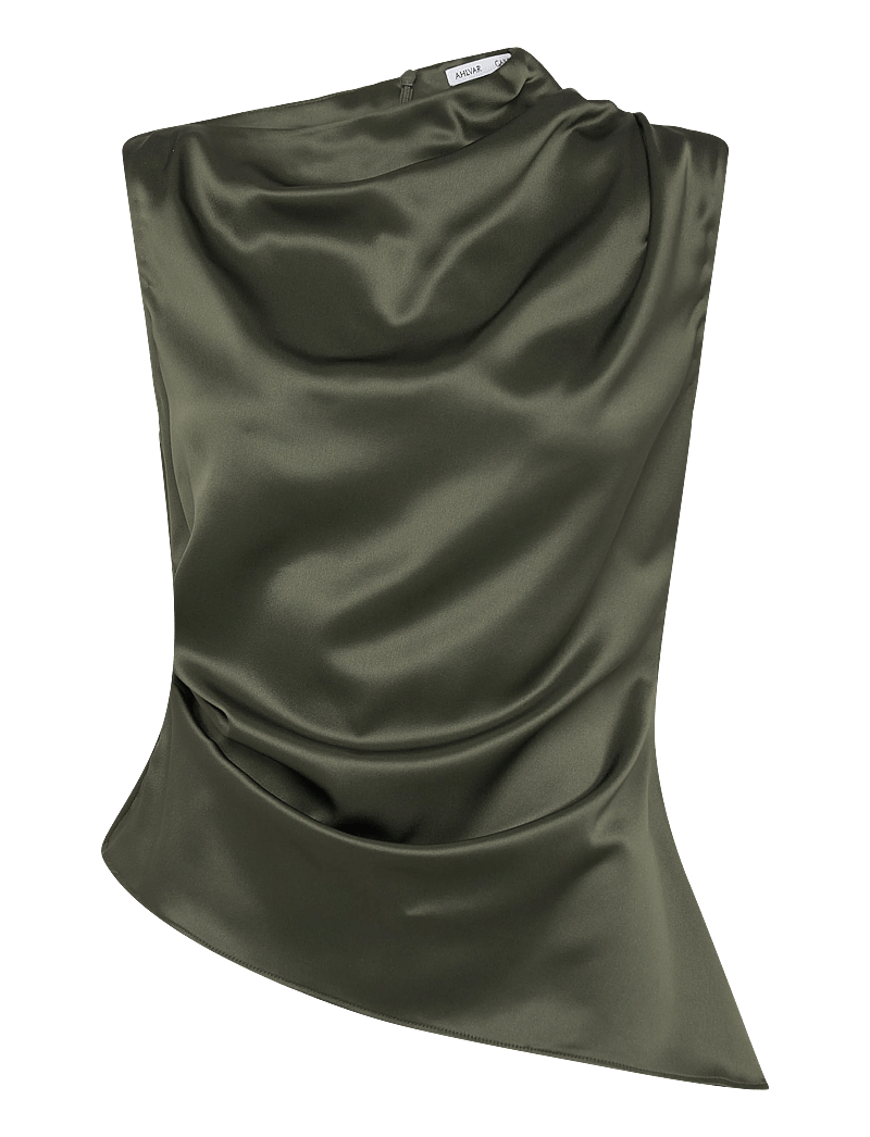 Ahlvar Gallery - Lizi satin tank - sleeveless blouses - olive green - 1