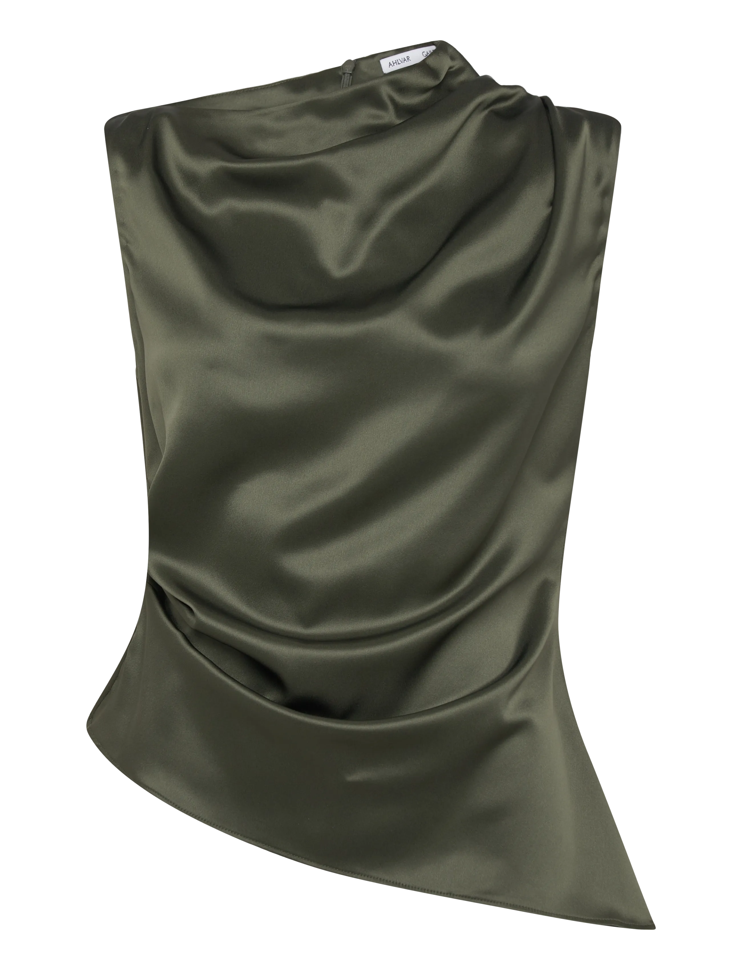 Ahlvar Gallery - Lizi satin tank - Ärmellose blusen - olive green - 1