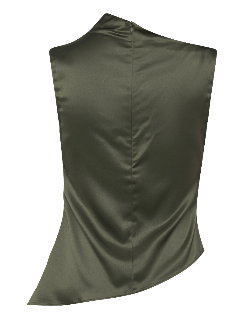 Ahlvar Gallery - Lizi satin tank - sleeveless blouses - olive green - 2
