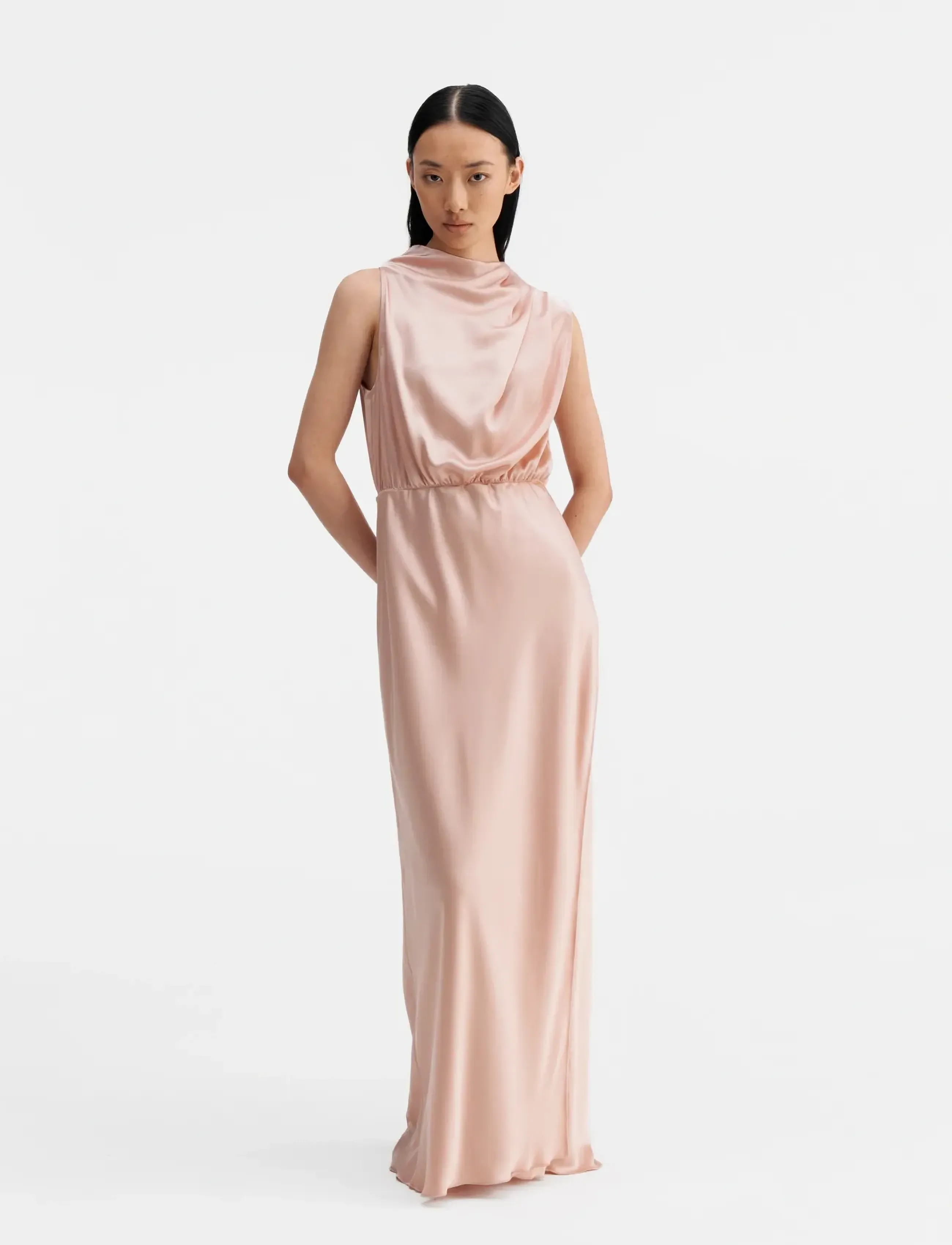 Ahlvar Gallery Lima satin dress - Clothing - DUSTY PINK / pink/rose