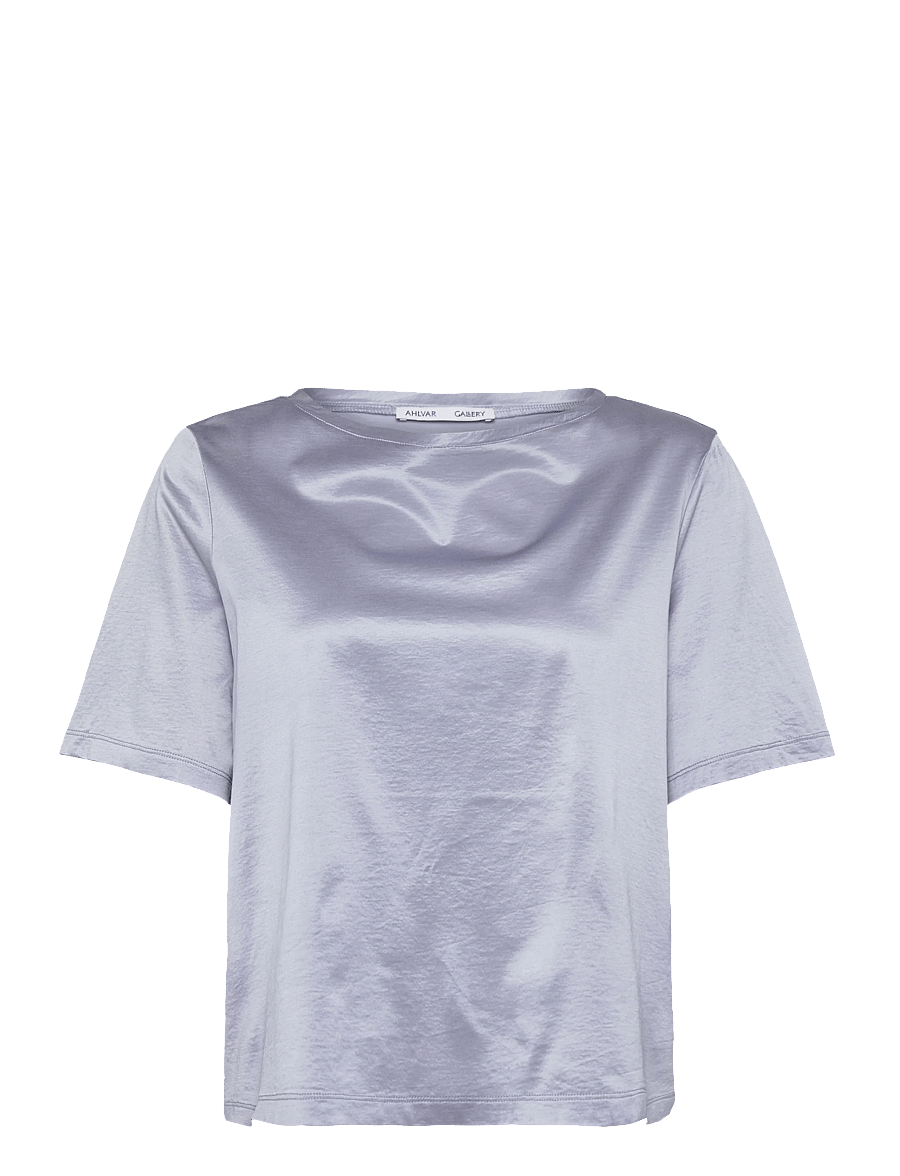 Ahlvar Gallery - Lola jersey tee - kurzärmelige blusen - denim blue - 1