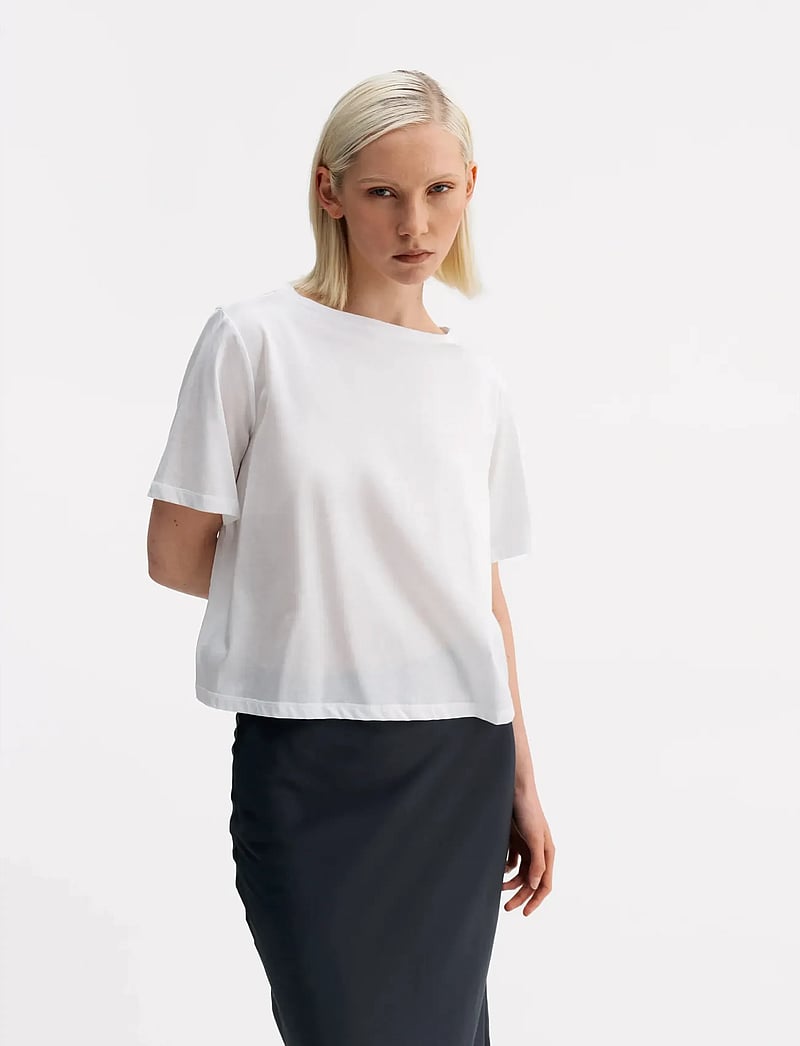 Ahlvar Gallery - Lola jersey tee - kurzämlige blusen - white - 0