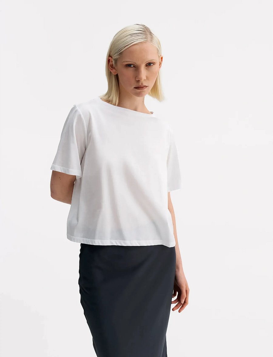 Ahlvar Gallery - Lola jersey tee - kortärmade blusar - white - 0