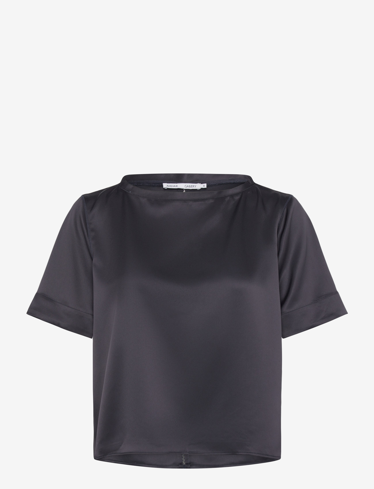 Ahlvar Gallery - Lola satin tee - lühikeste varrukatega pluusid - blue grey - 1