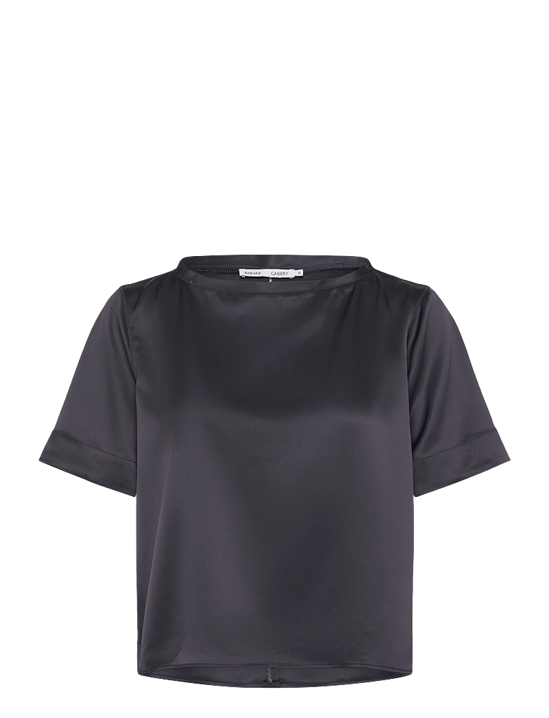 Ahlvar Gallery - Lola satin tee - lühikeste varrukatega pluusid - blue grey - 1