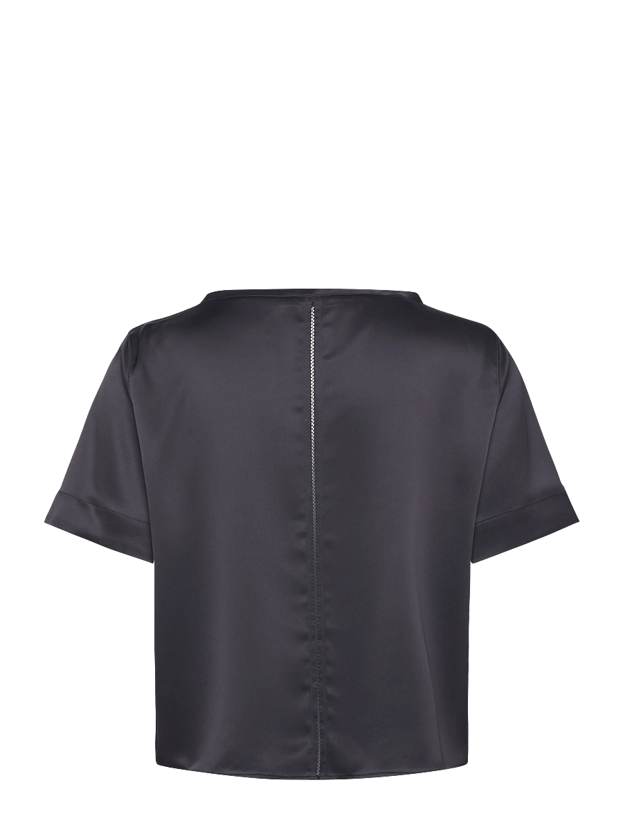Ahlvar Gallery - Lola satin tee - kurzärmelige blusen - blue grey - 2