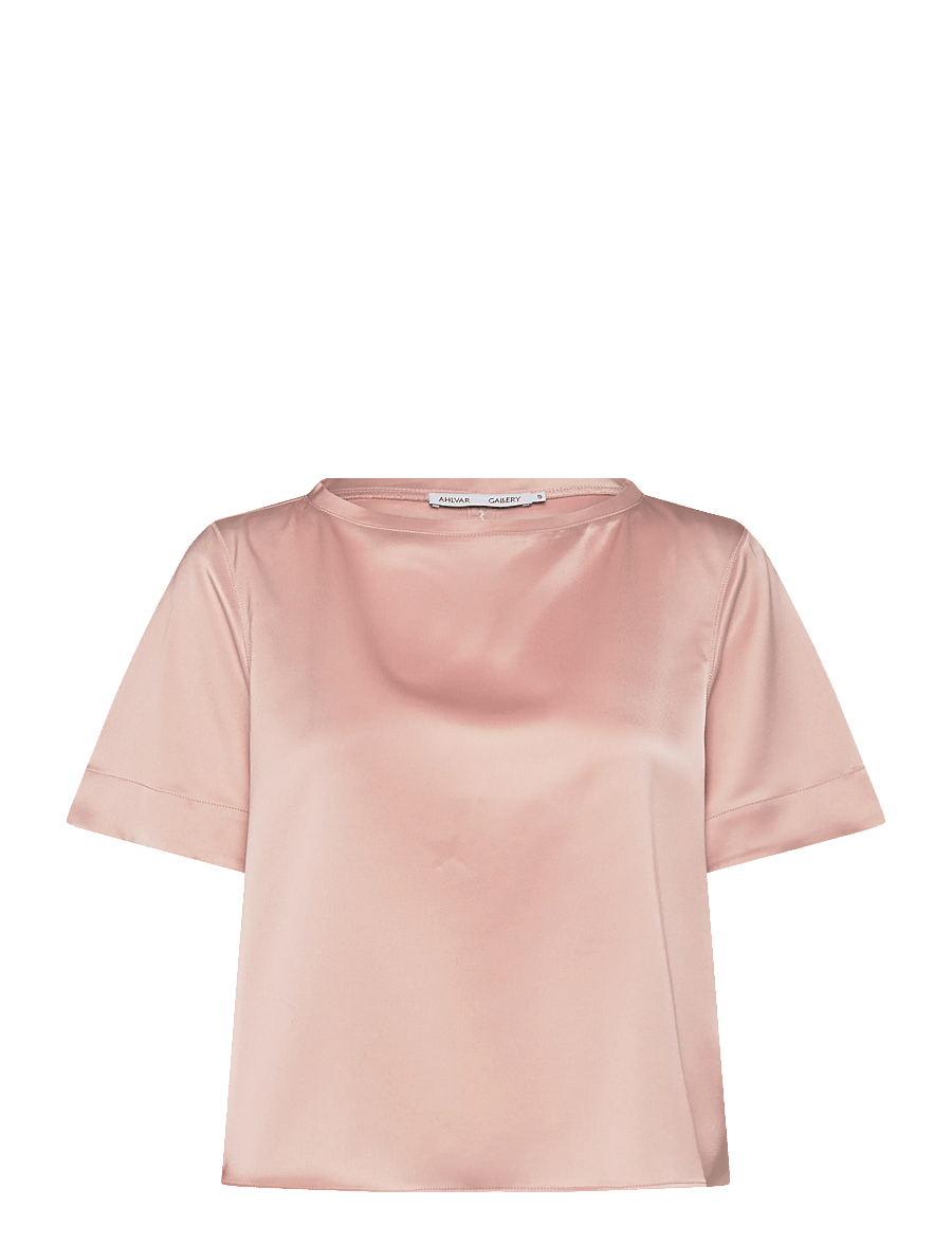 Ahlvar Gallery - Lola satin tee - kurzärmelige blusen - dusty pink - 1