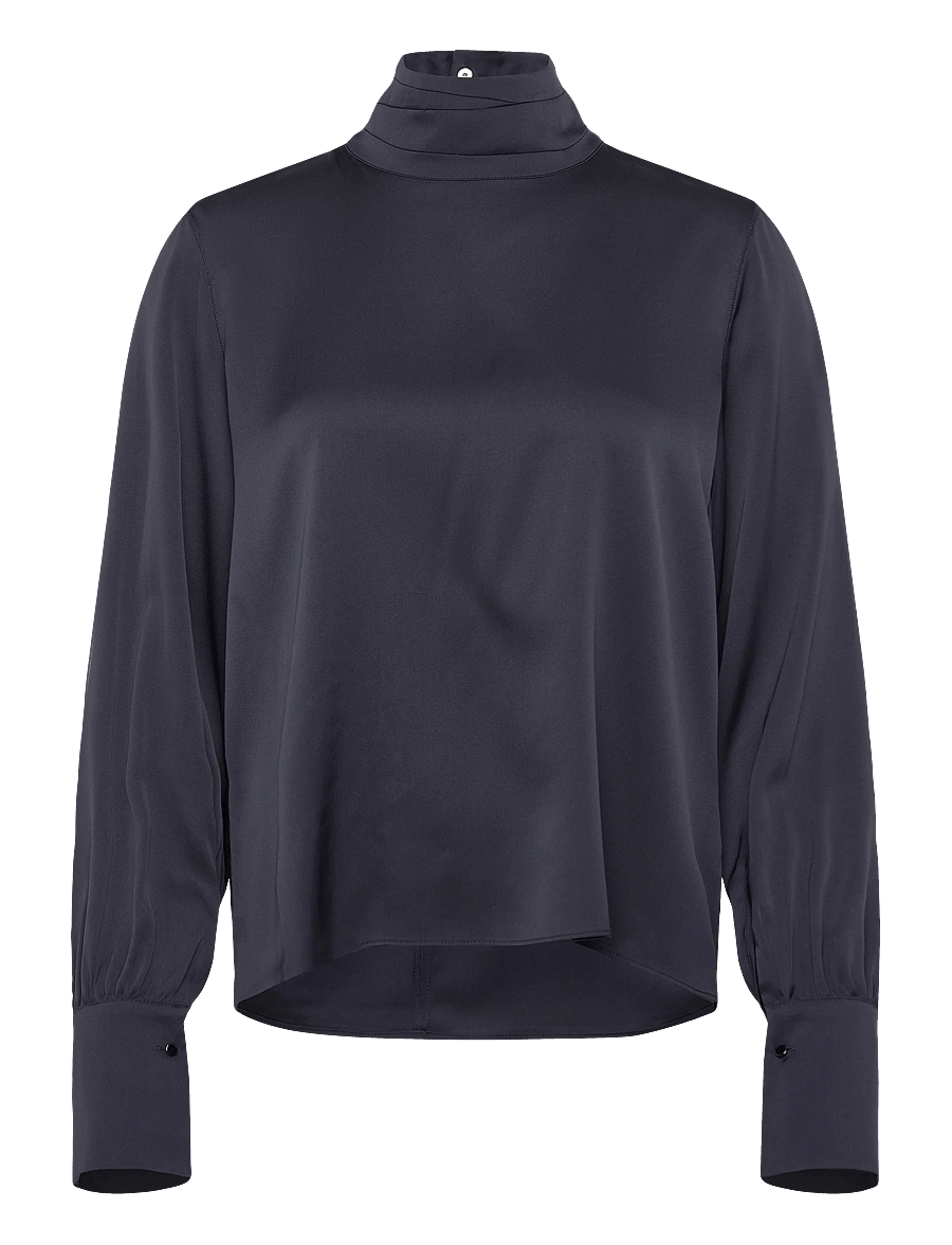 Ahlvar Gallery - Luna silk blouse - långärmade blusar - blue grey - 1
