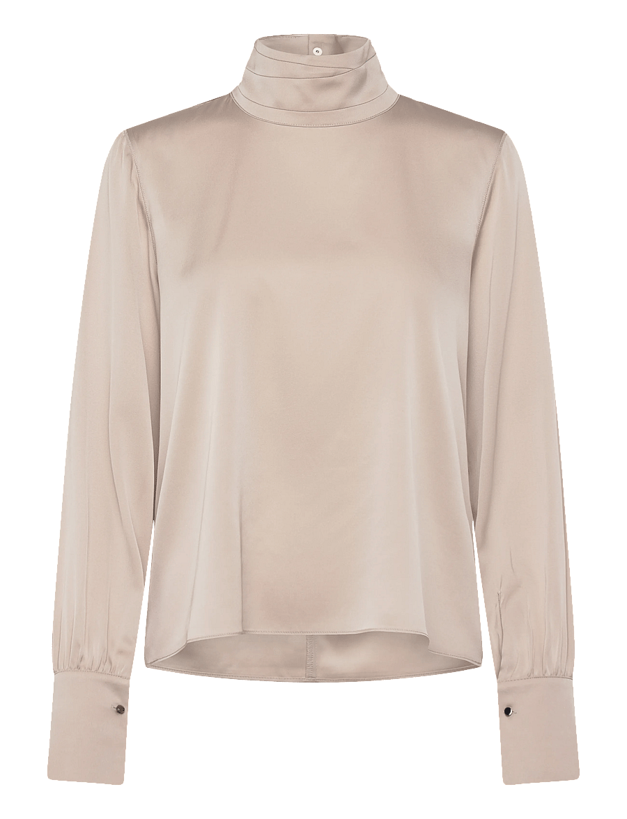 Ahlvar Gallery - Luna silk blouse - bluzki z długimi rękawami - greige - 1