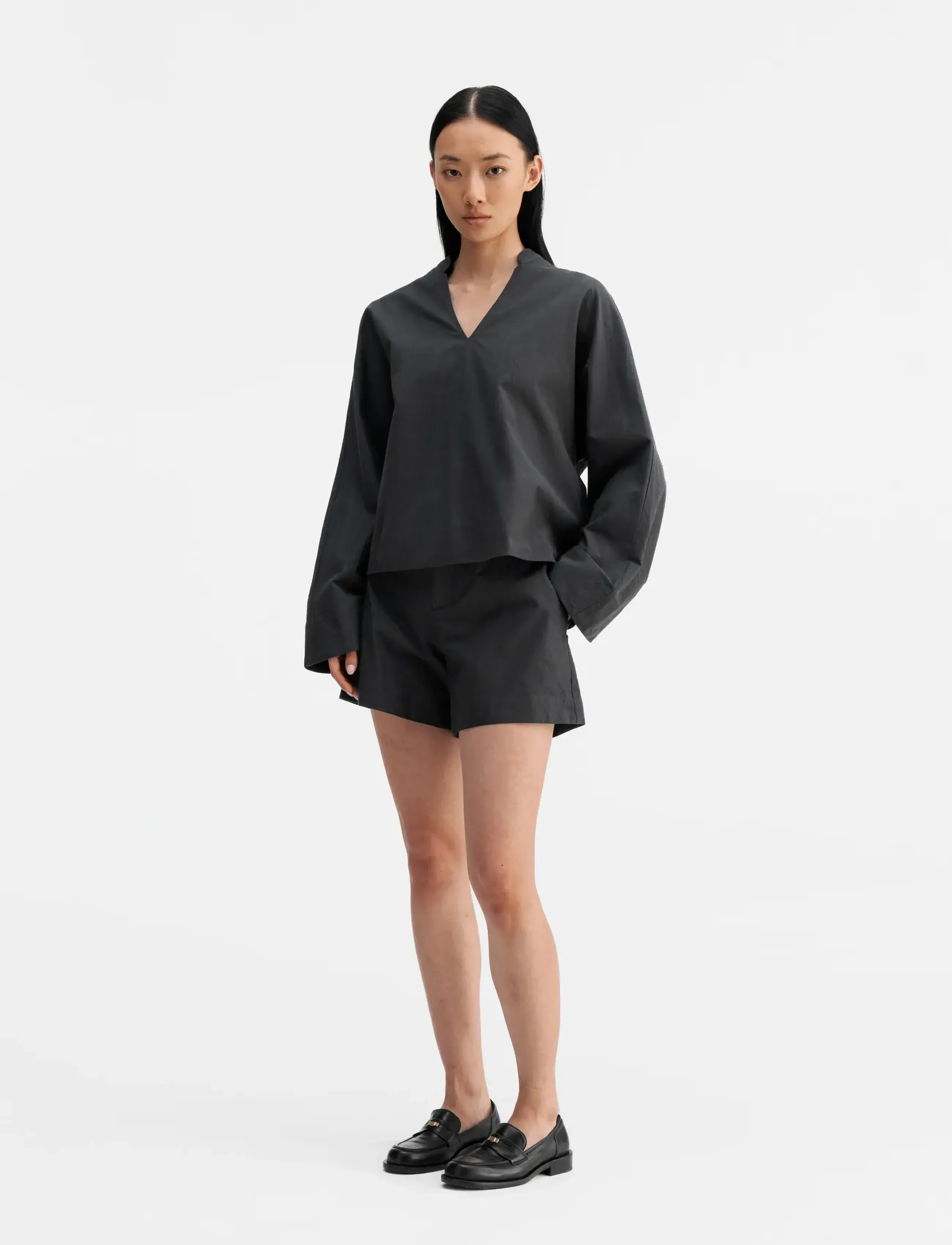 Ahlvar Gallery - Meya oxford shorts - casual shorts - dark grey - 3