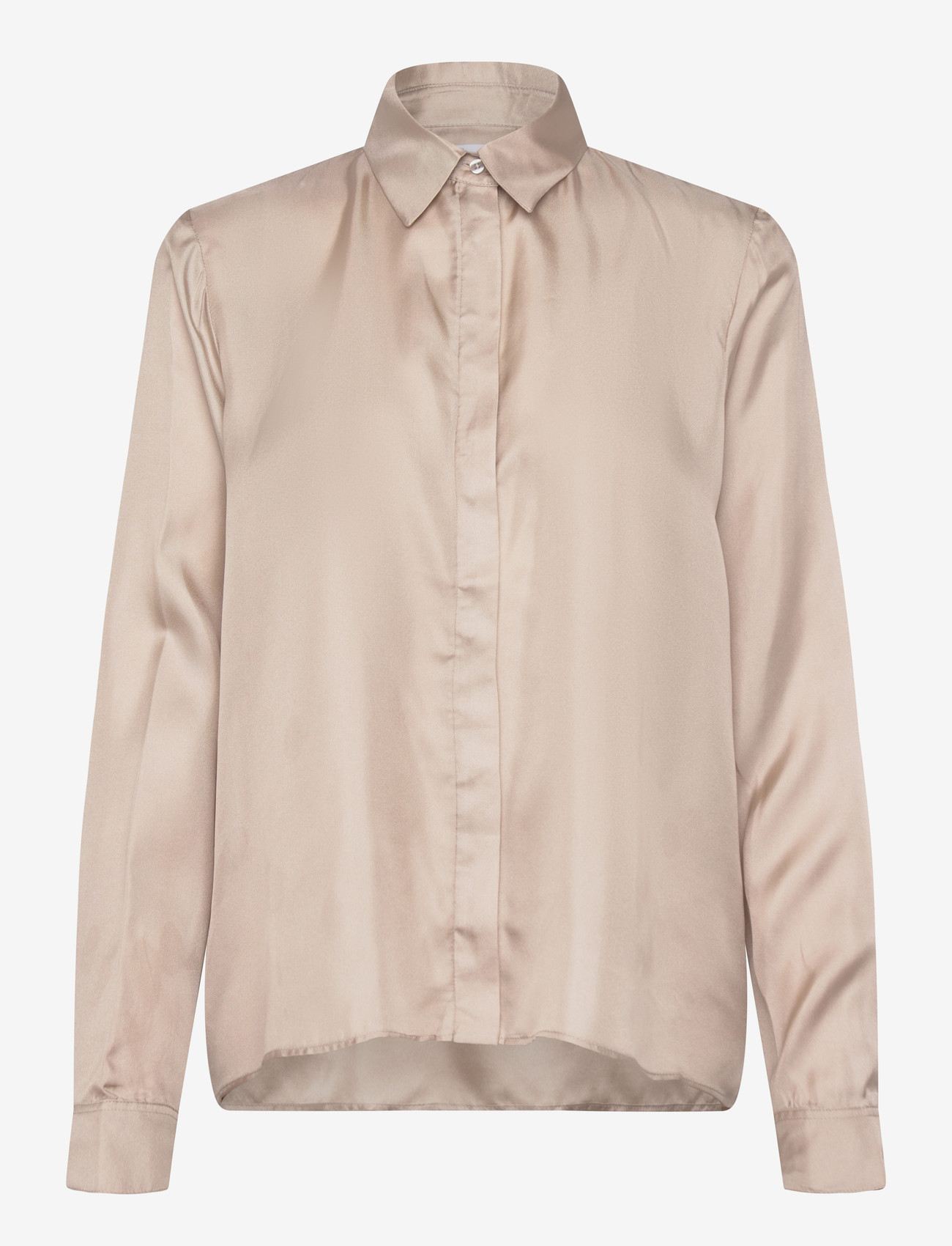 Ahlvar Gallery - Mia silk twill shirt - denim shirts - greige - 0