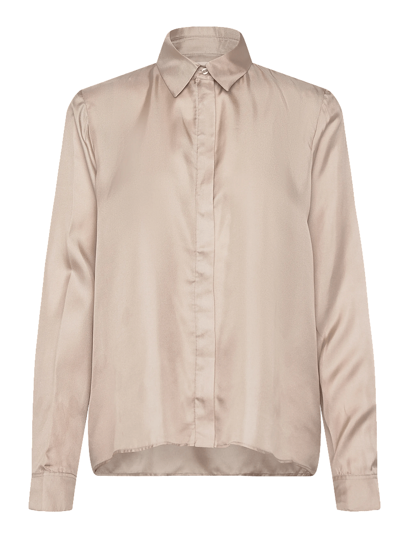 Ahlvar Gallery - Mia silk twill shirt - jeansowe koszule - greige - 1