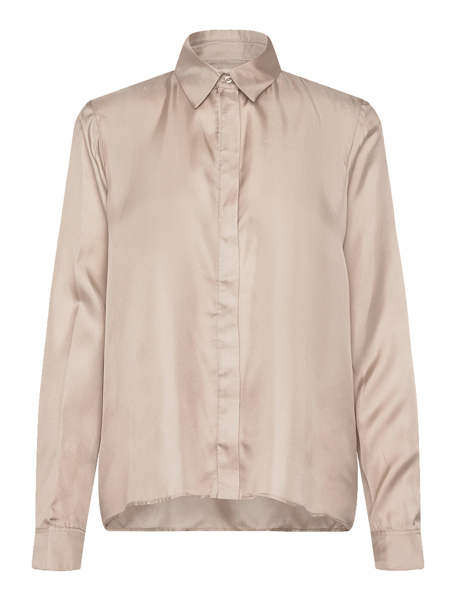 Ahlvar Gallery - Mia silk twill shirt - jeanshemden - greige - 1