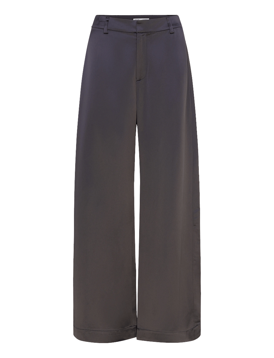 Ahlvar Gallery - Mila heavy satin trousers - bukser med brede ben - blue grey - 1