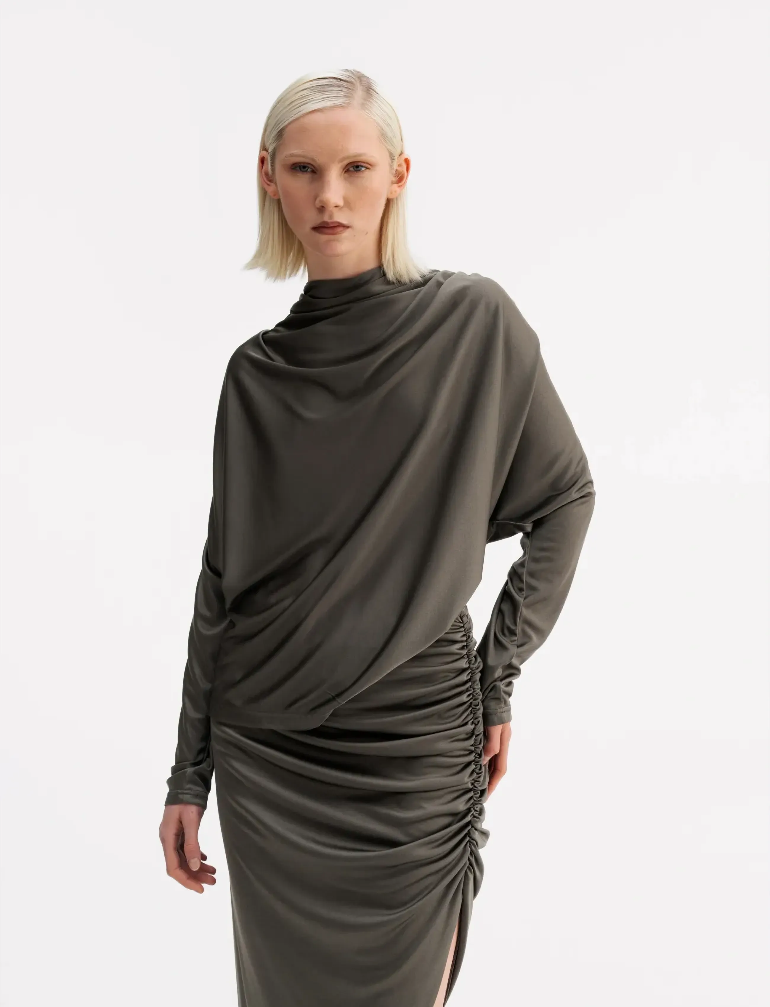 Ahlvar Gallery Milly jersey blouse - Pikkade varrukatega pluusid - LIGHT MILITARY / khaki/green