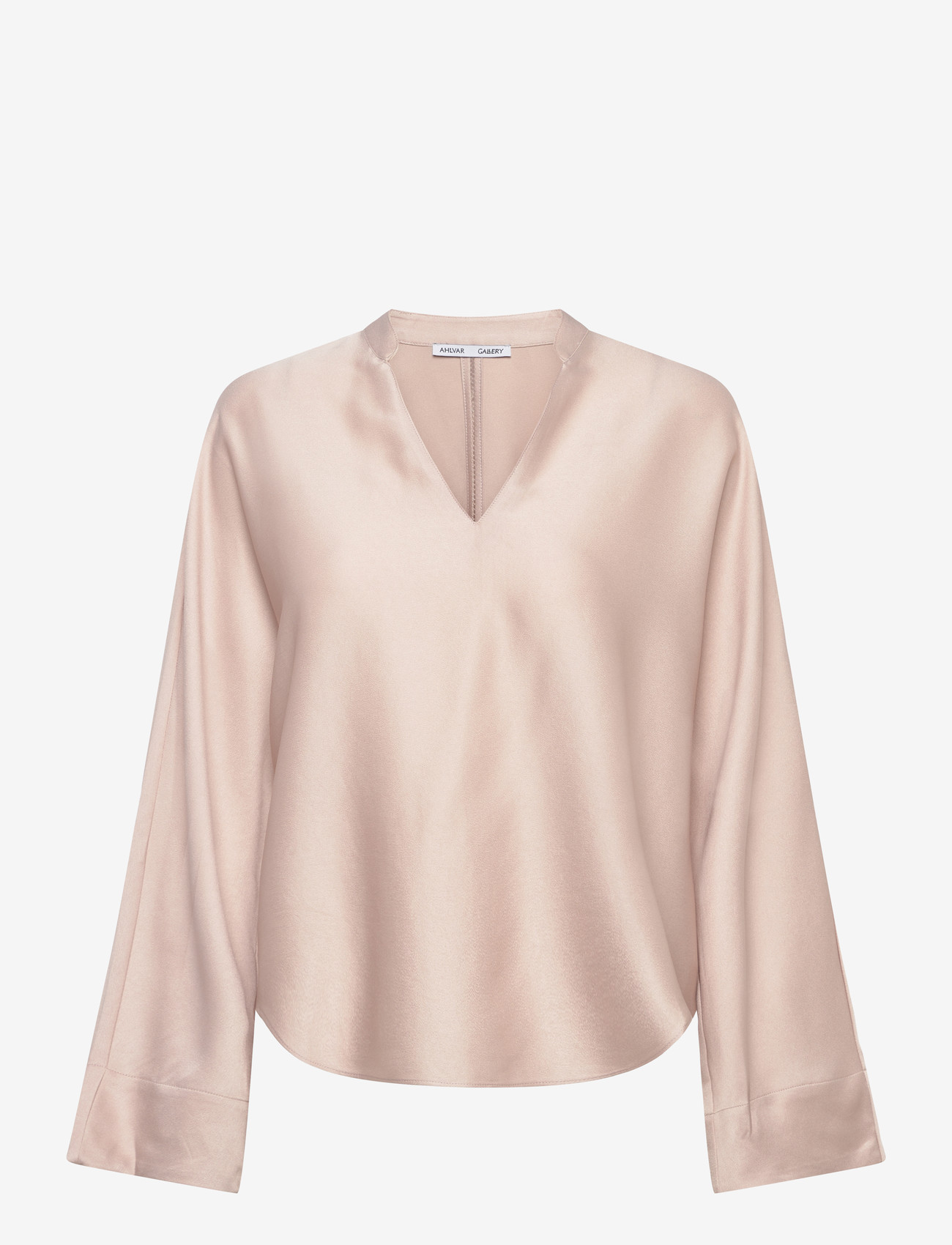 Ahlvar Gallery - Nina v-neck blouse - langærmede bluser - greige - 1
