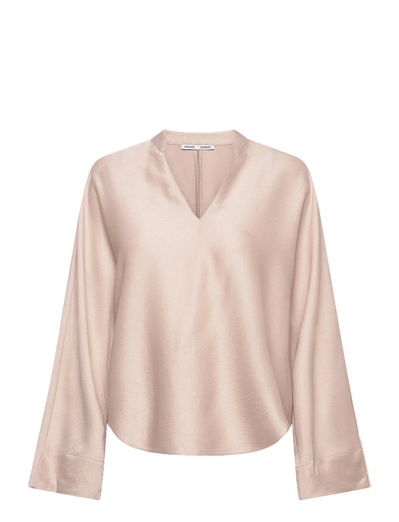 Ahlvar Gallery - Nina v-neck blouse - langærmede bluser - greige - 1