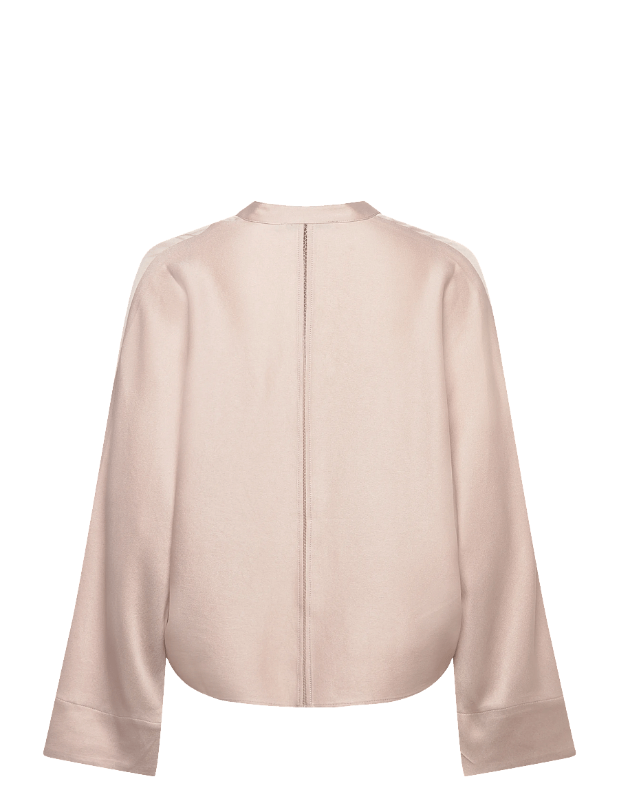 Ahlvar Gallery - Nina v-neck blouse - långärmade blusar - greige - 2