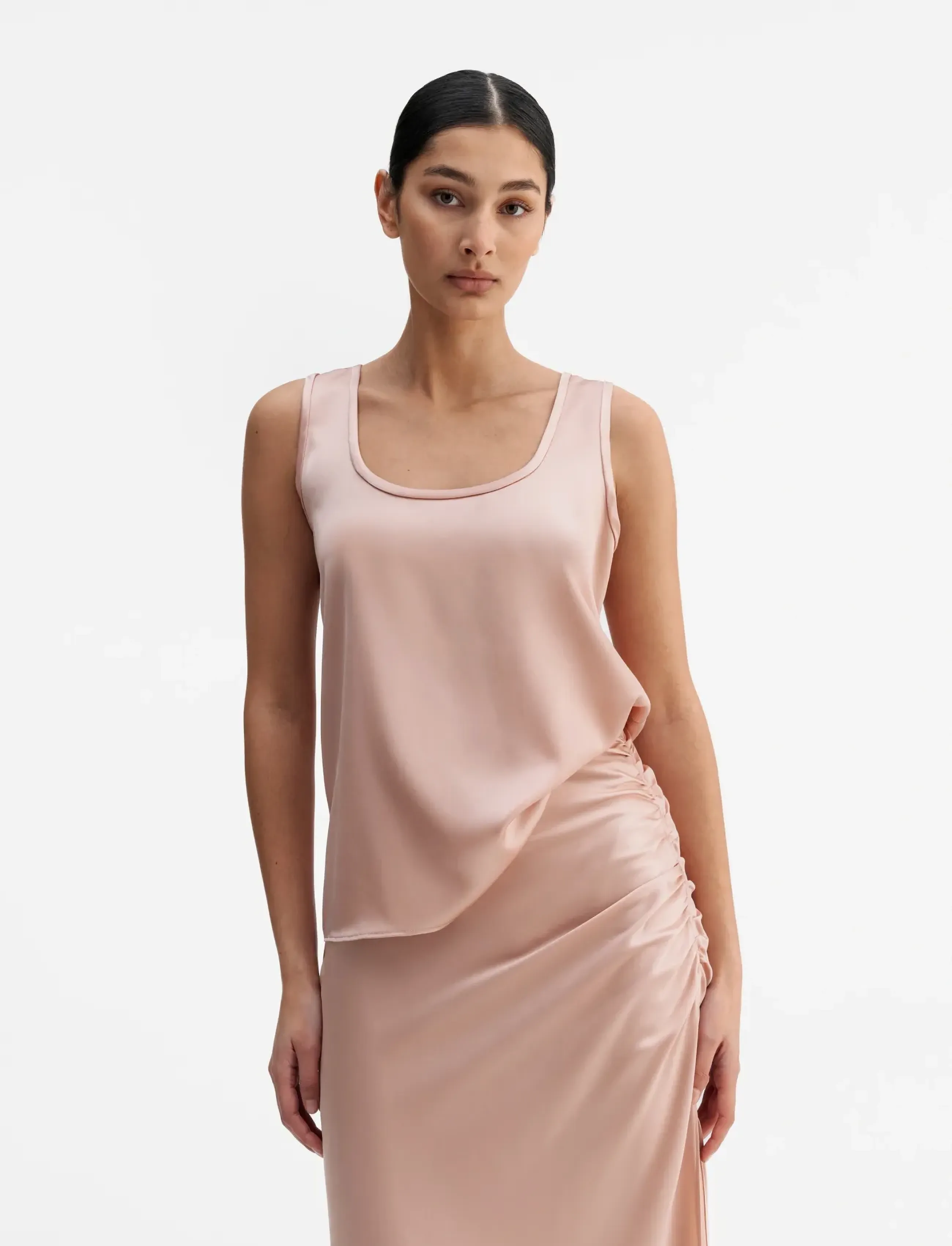 Ahlvar Gallery Shiro satin tank - Bluser - DUSTY PINK / pink/rose