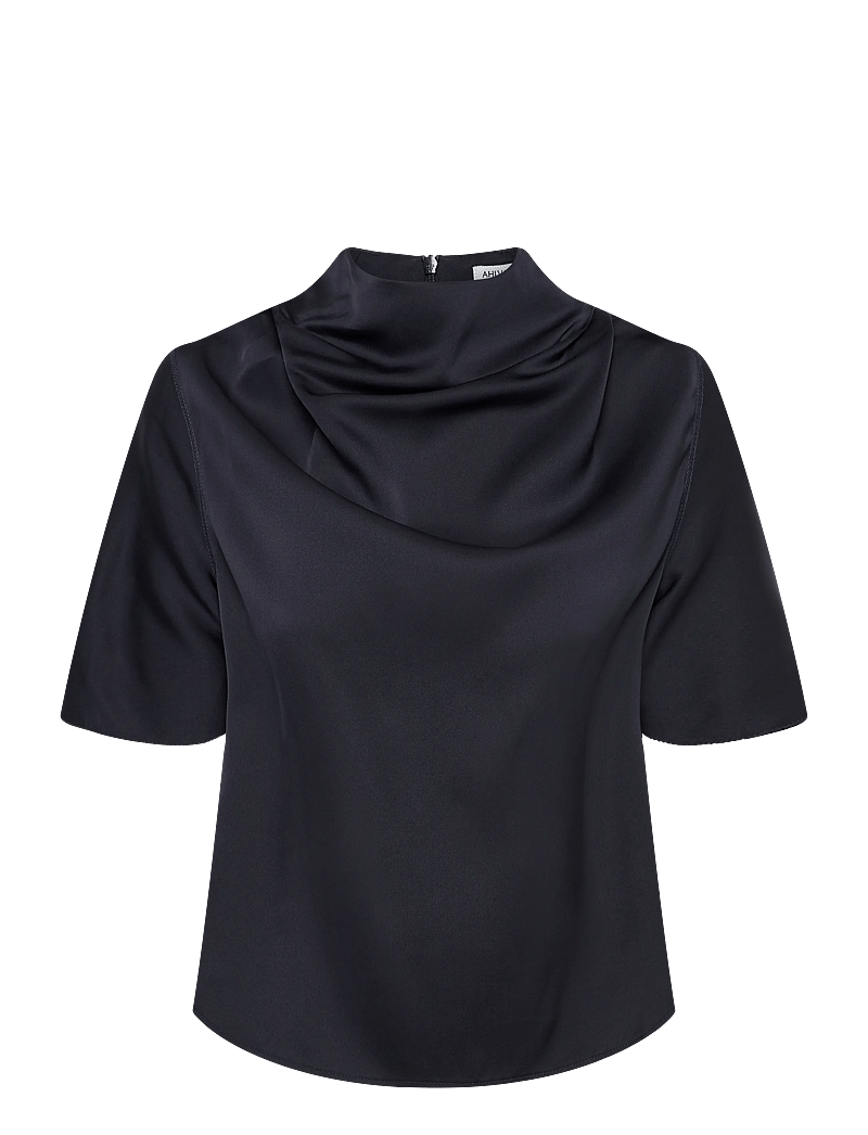 Ahlvar Gallery - Milly silk tee - kurzämlige blusen - blue grey - 1