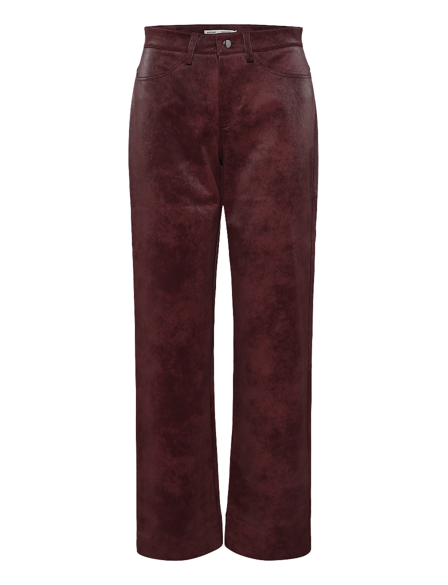 Ahlvar Gallery - Aina PU leather trousers - skinnbyxor - burgundy - 1
