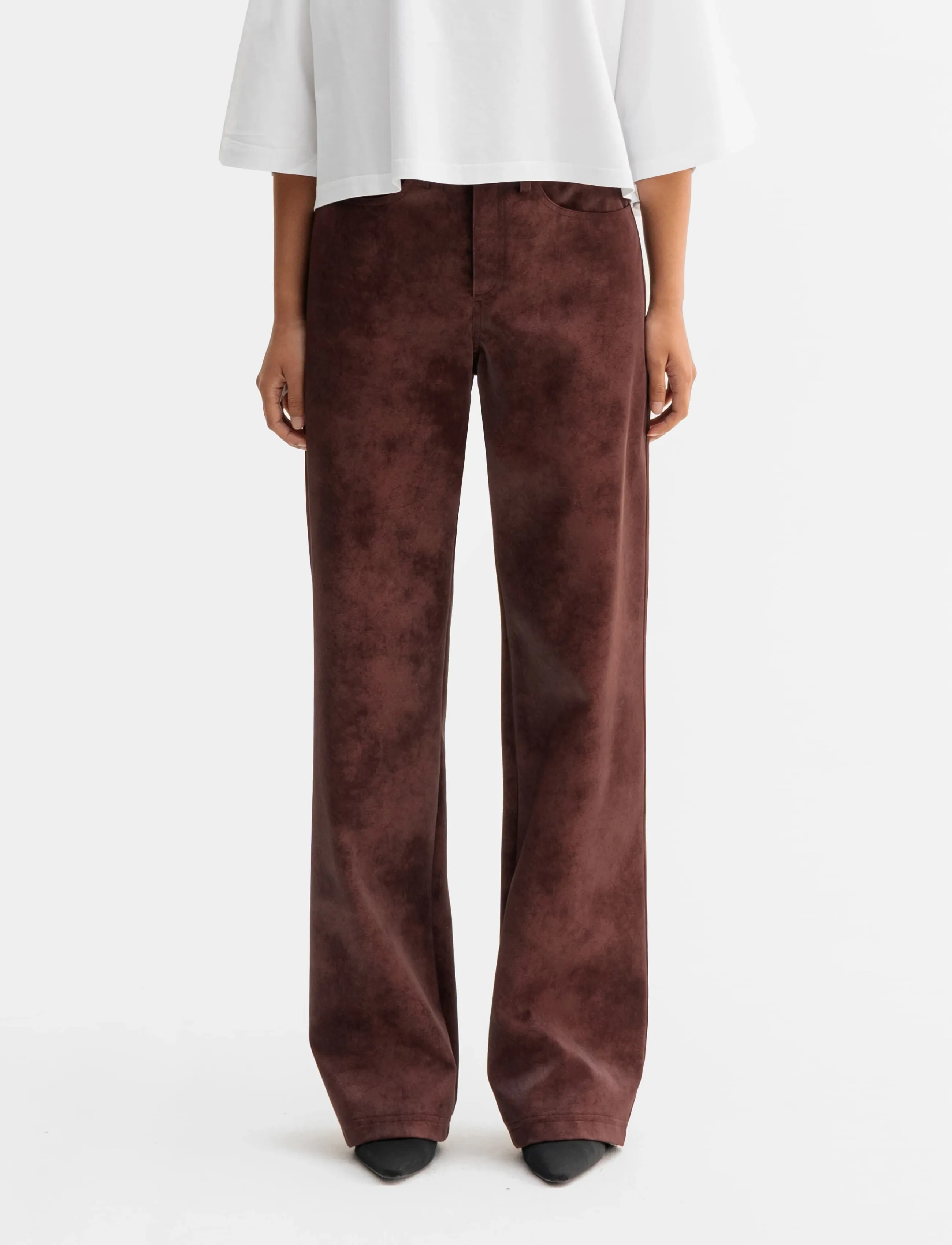 Ahlvar Gallery Aina PU leather trousers - Raka byxor - BURGUNDY / burgundy