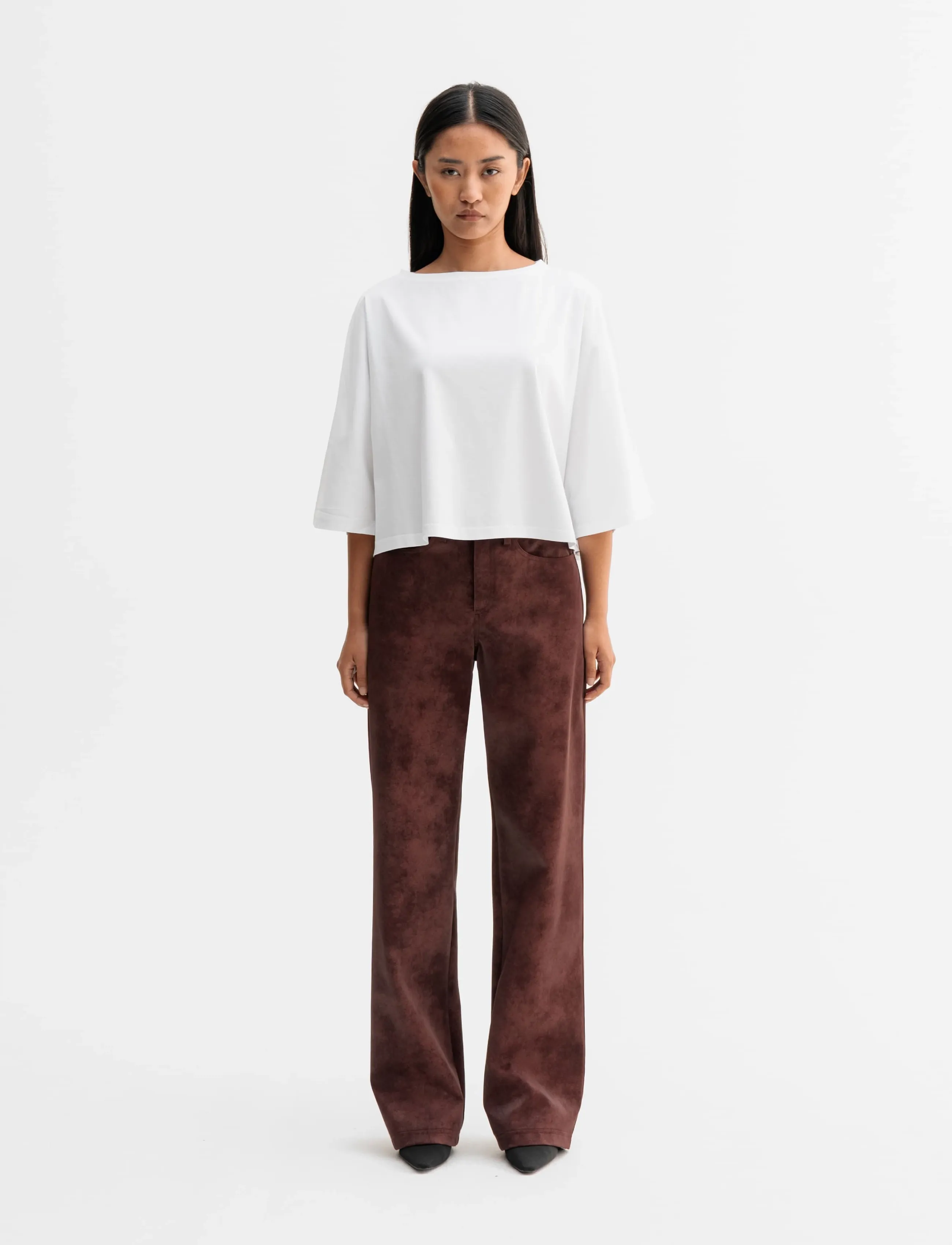 Ahlvar Gallery - Aina PU leather trousers - skinnbyxor - burgundy - 3