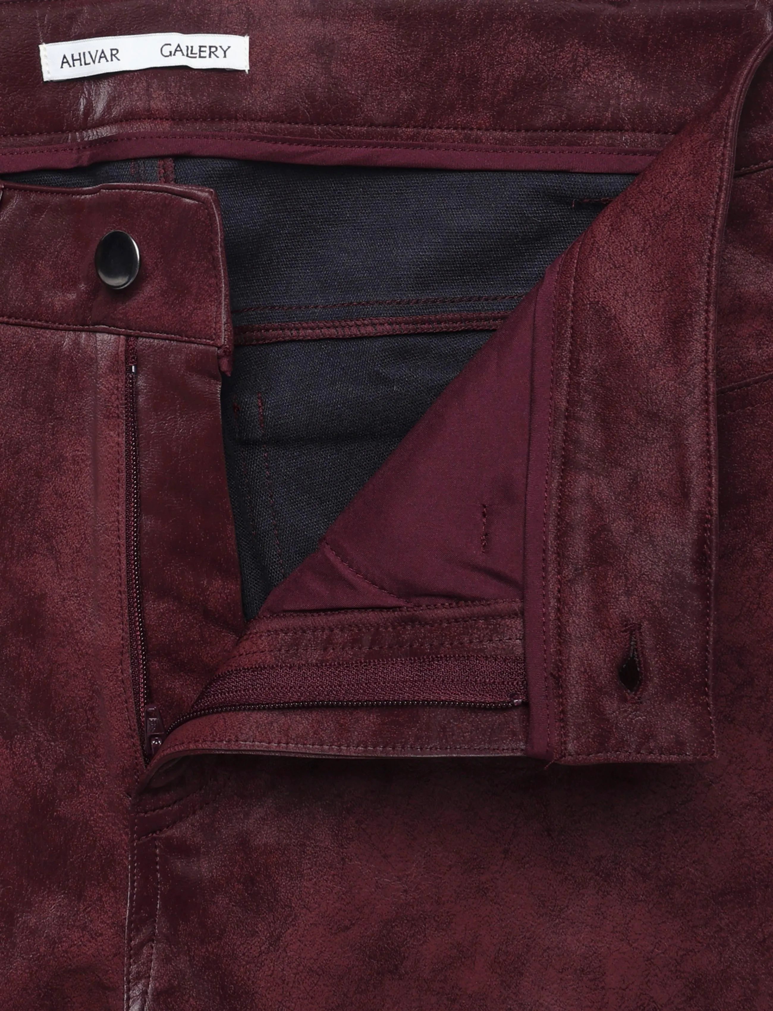 Ahlvar Gallery - Aina PU leather trousers - skinnbyxor - burgundy - 5