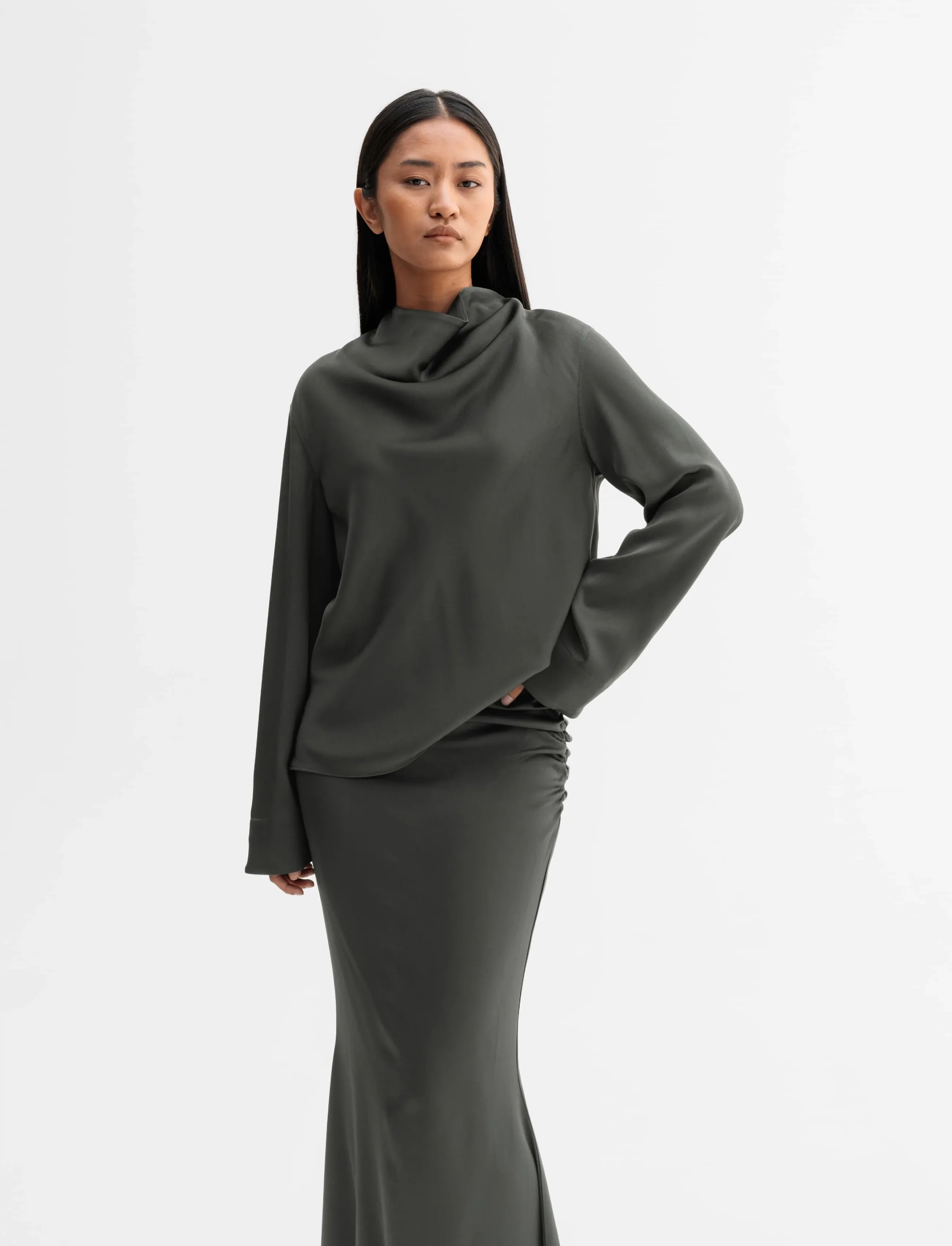 Ahlvar Gallery Ari blouse - Langærmede bluser - WOOD / khaki/green