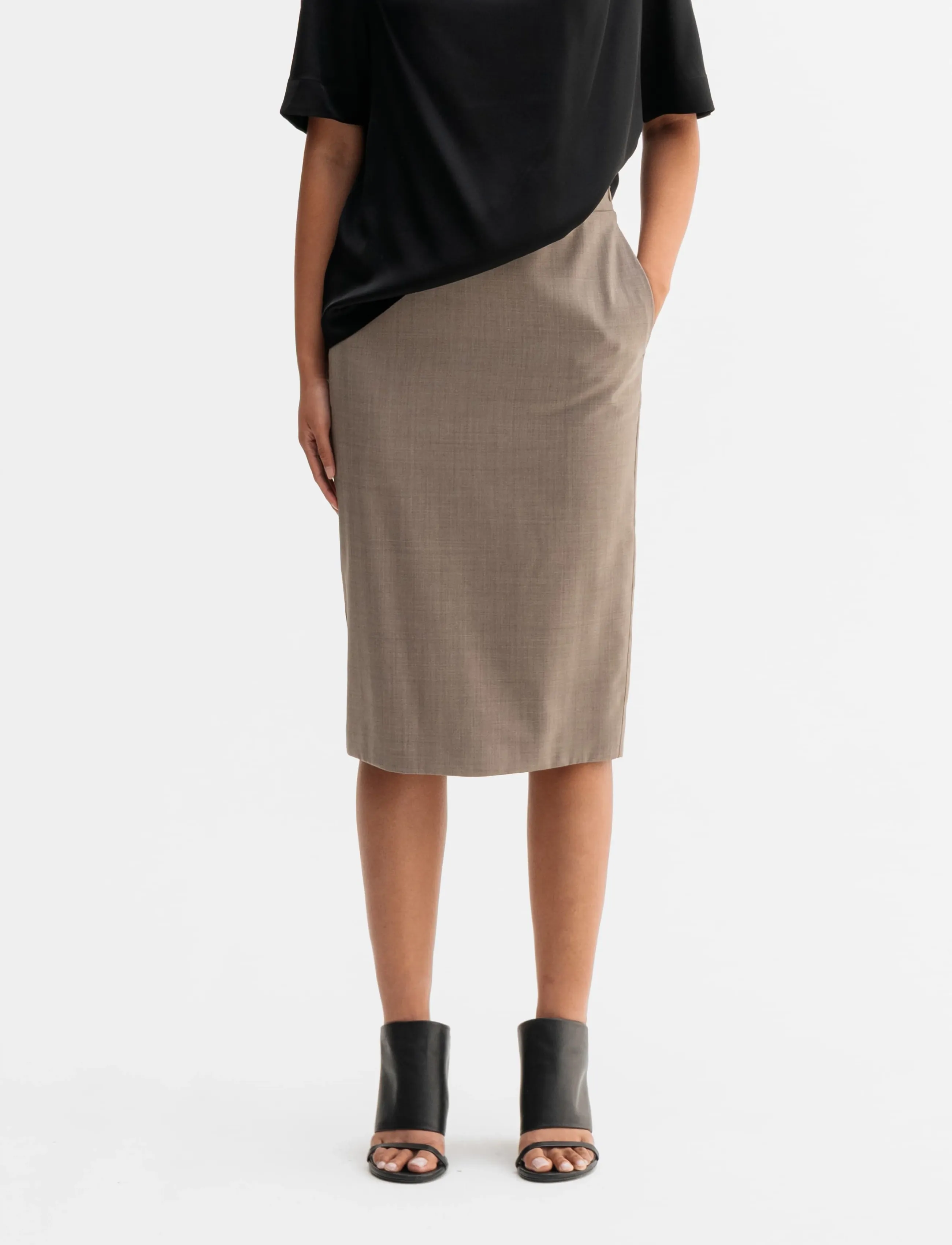 Ahlvar Gallery Ava wool skirt - Bleistiftröcke - LIGHT BROWN / brown