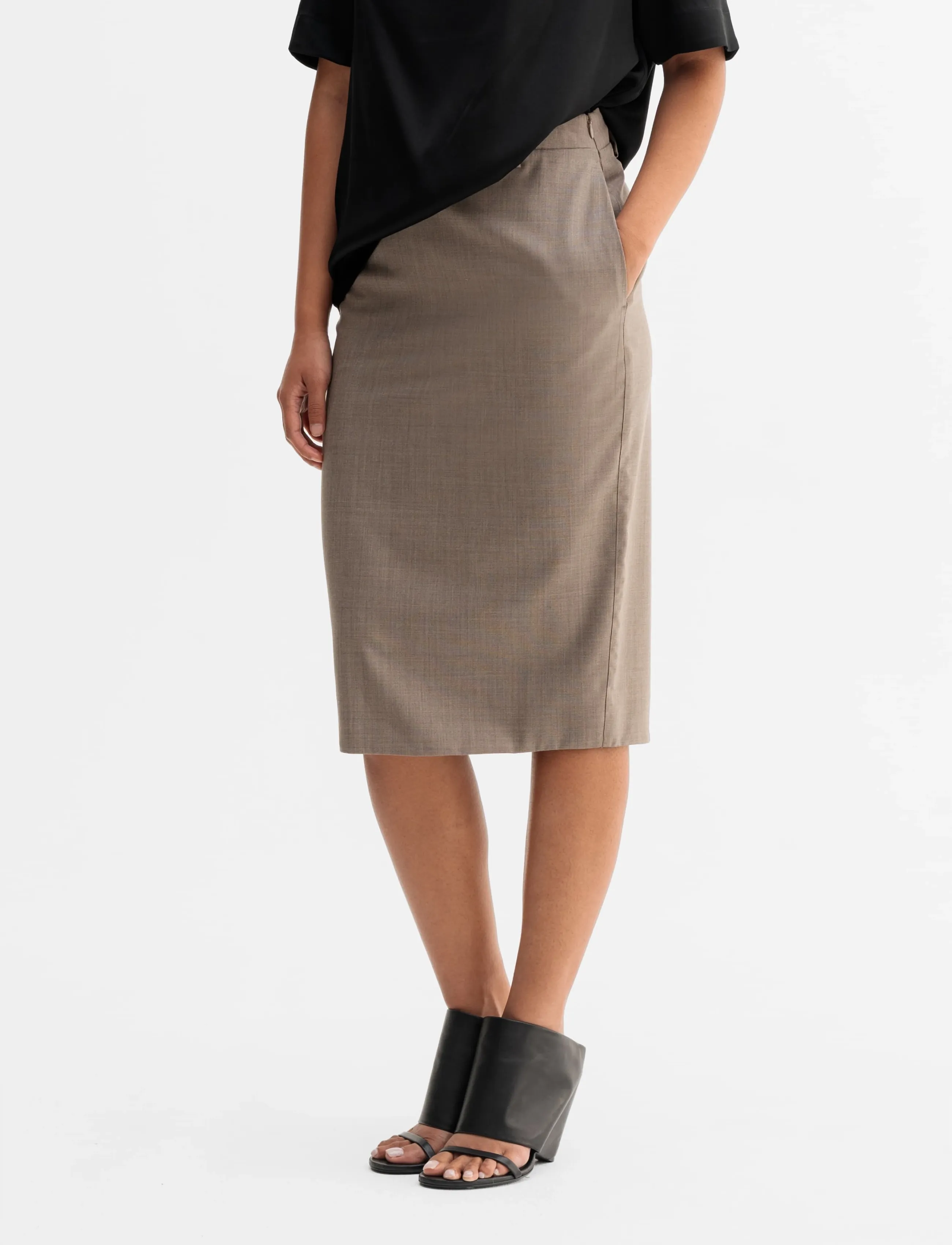 Ahlvar Gallery - Ava wool skirt - midi-röcke - light brown - 3