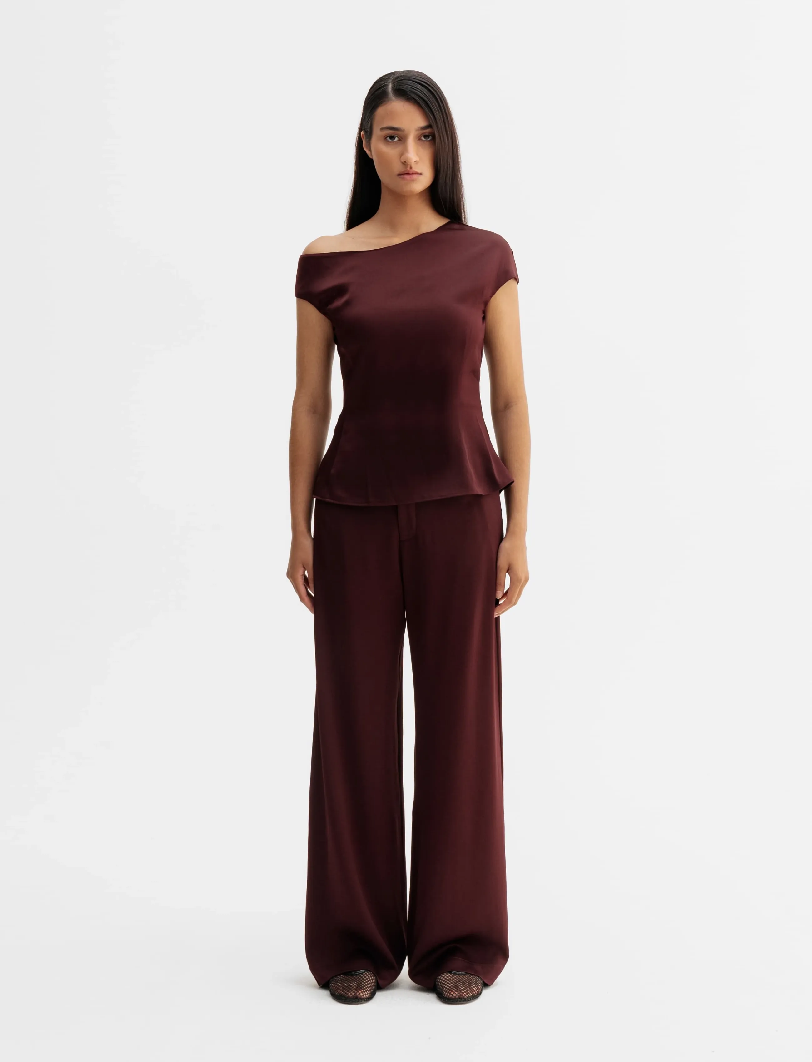 Ahlvar Gallery - Chika top - short-sleeved blouses - burgundy - 3