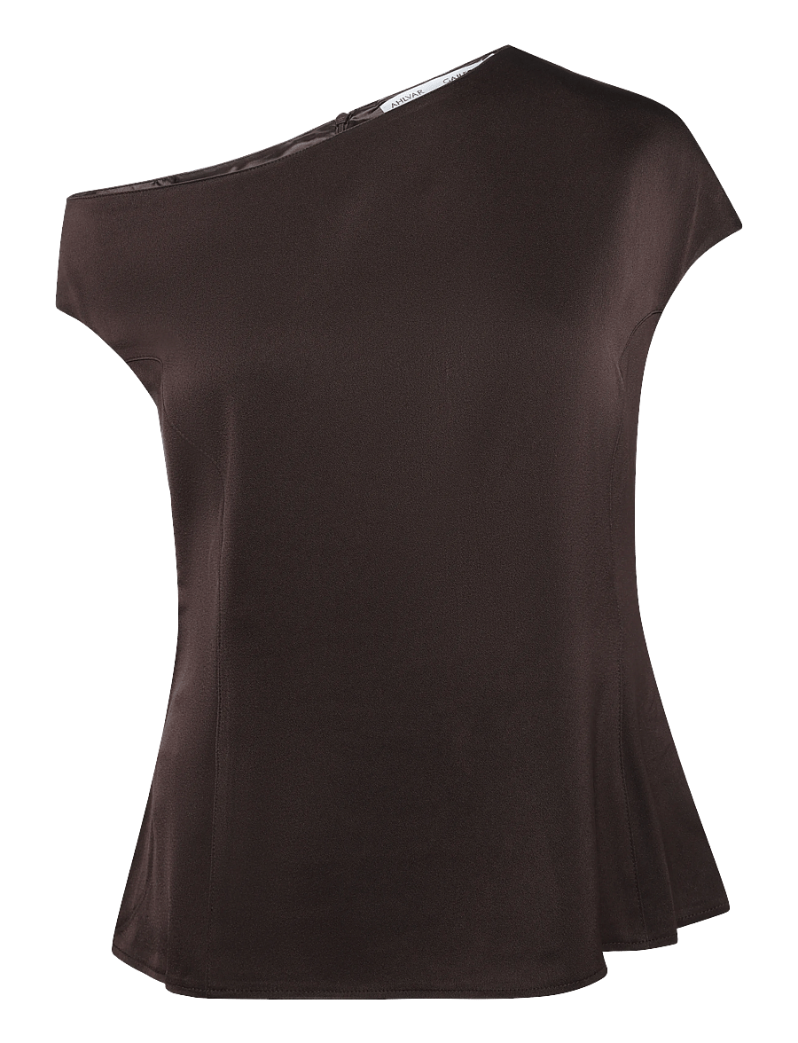 Ahlvar Gallery - Chika top - kurzärmelige blusen - dark brown - 1