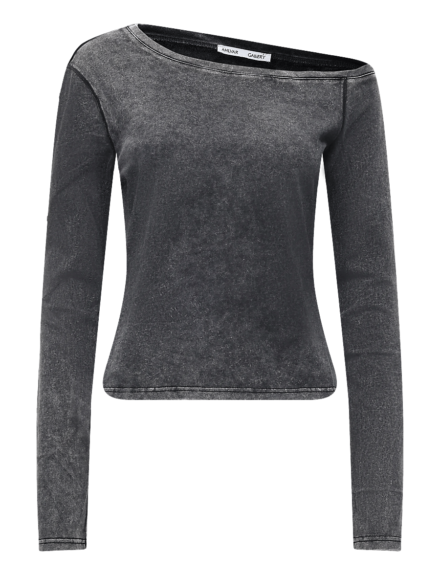 Ahlvar Gallery - Chiney jersey blouse - langærmede bluser - washed black - 1