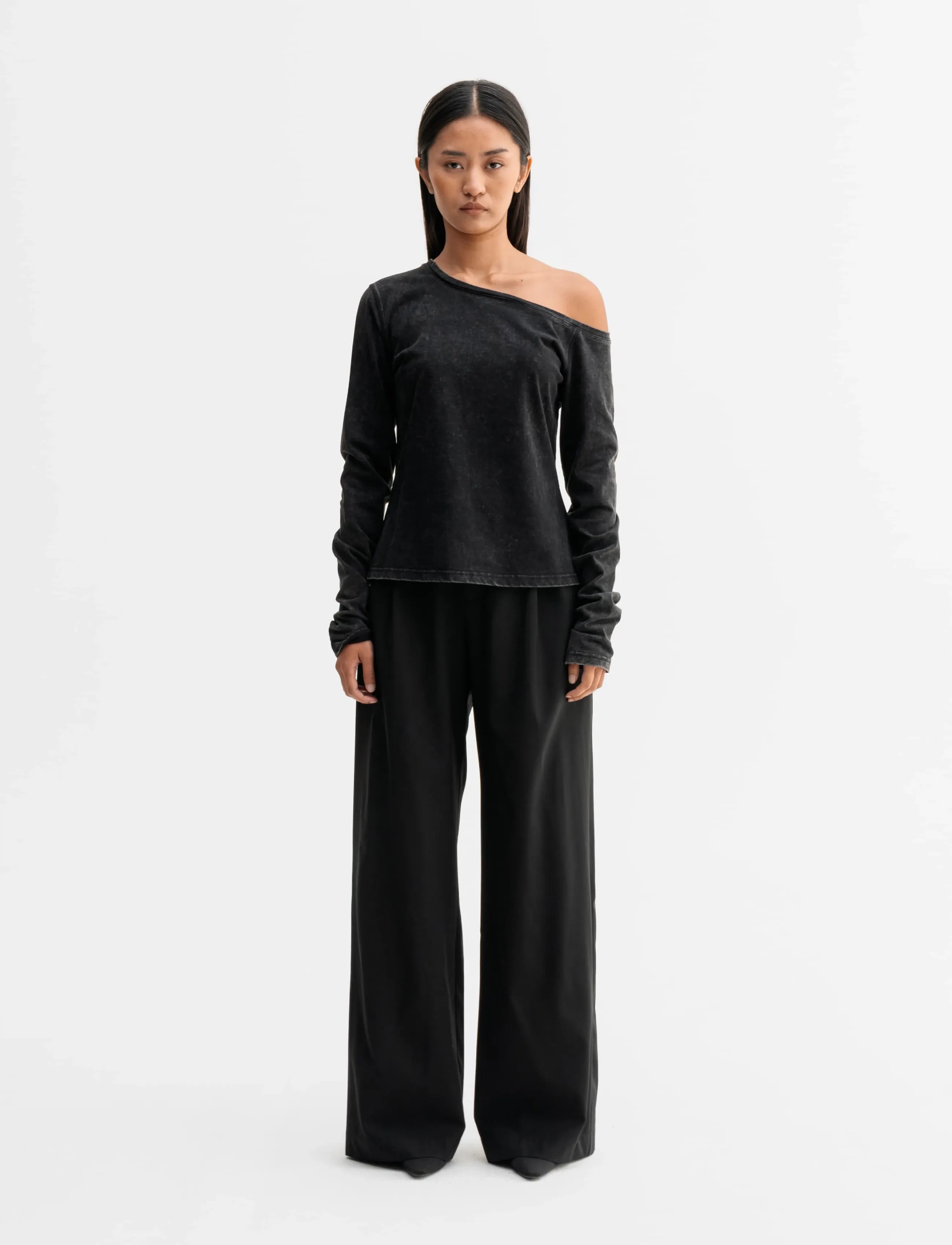 Ahlvar Gallery - Chiney jersey blouse - langærmede bluser - washed black - 3