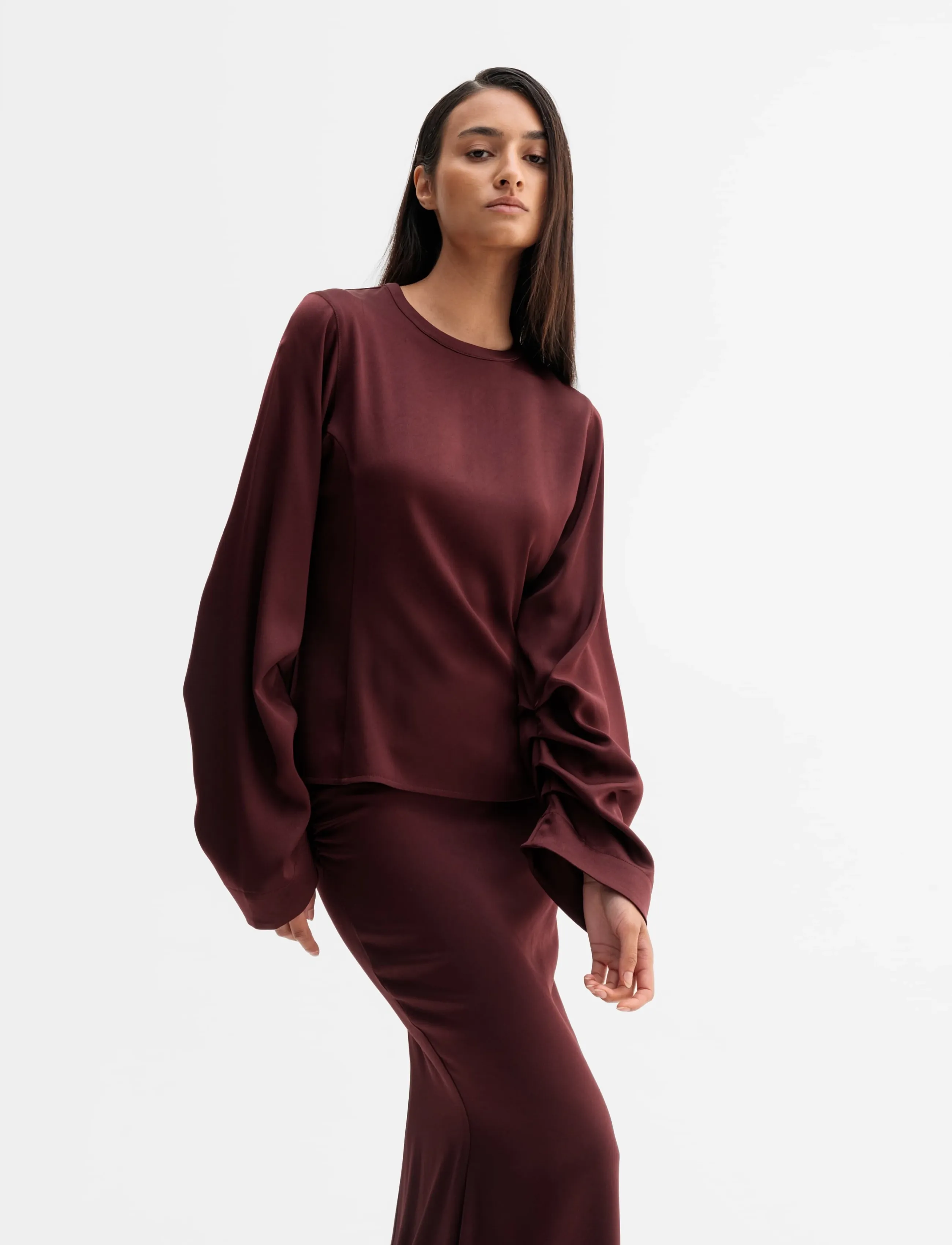 Ahlvar Gallery Dara blouse - Langærmede bluser - BURGUNDY / burgundy