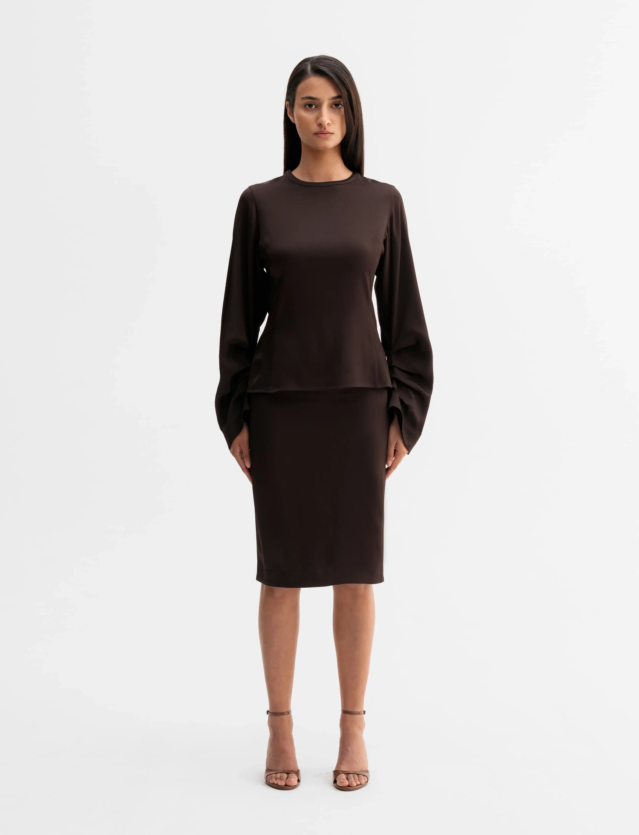 Ahlvar Gallery - Dara blouse - langærmede bluser - dark brown - 3