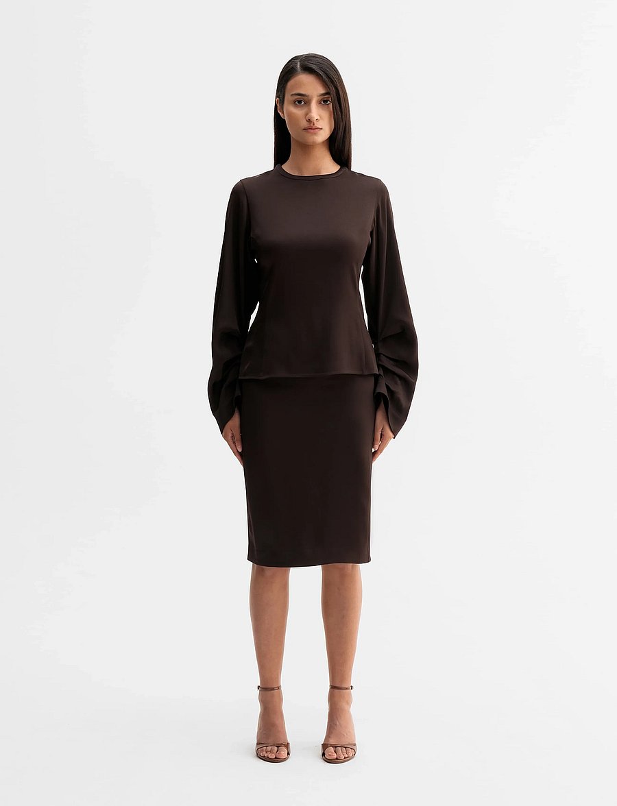 Ahlvar Gallery - Dara blouse - langærmede bluser - dark brown - 3