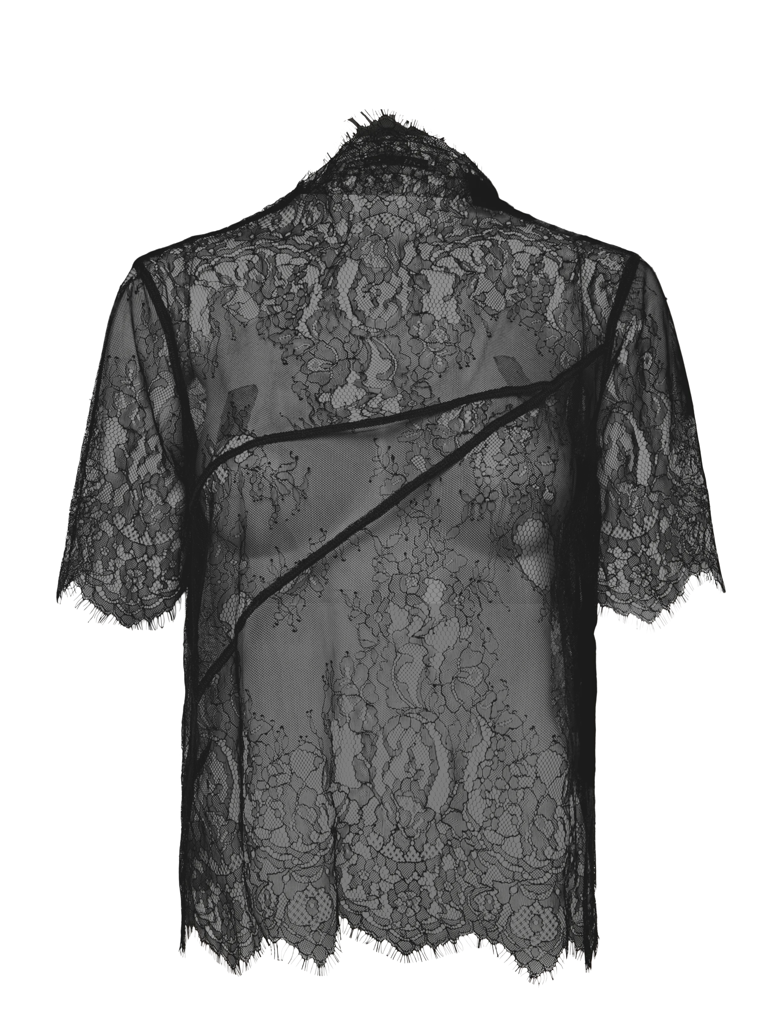 Ahlvar Gallery - Edina lace tee - short-sleeved blouses - black - 1