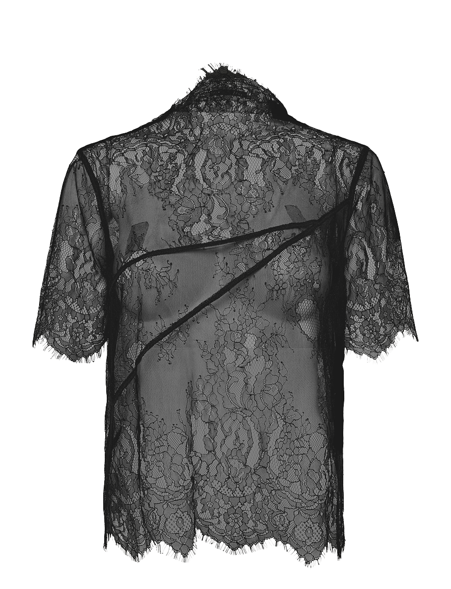 Ahlvar Gallery - Edina lace tee - short-sleeved blouses - black - 1