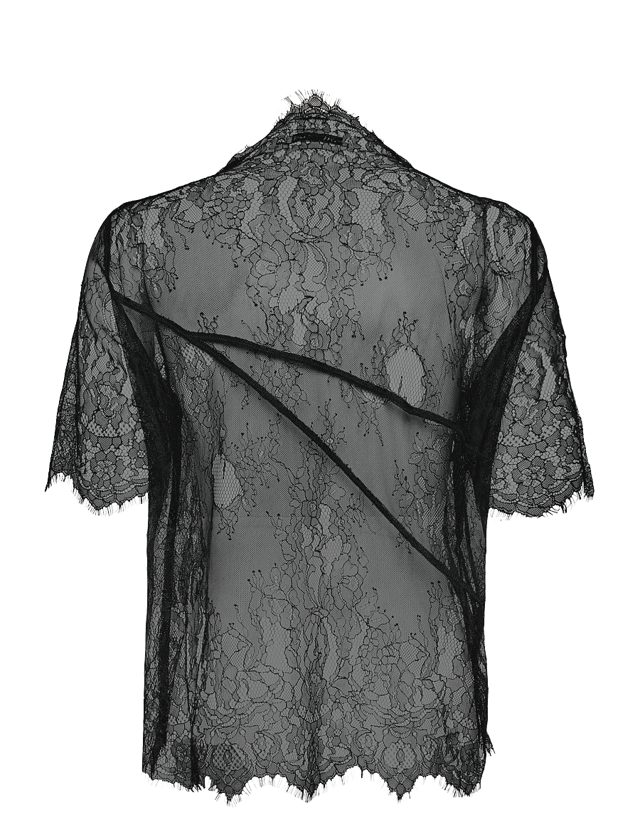 Ahlvar Gallery - Edina lace tee - short-sleeved blouses - black - 2