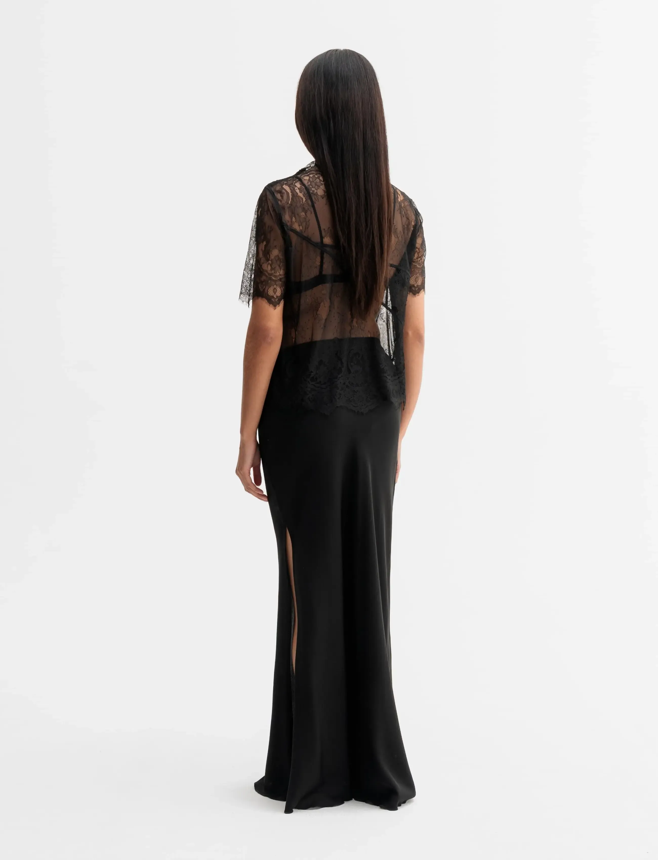 Ahlvar Gallery - Edina lace tee - short-sleeved blouses - black - 4