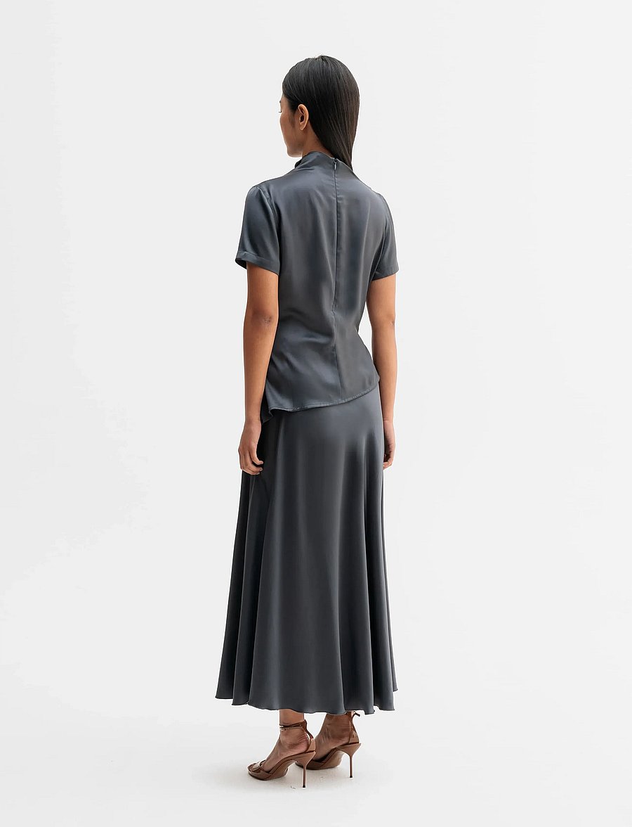 Ahlvar Gallery - Hadi satin skirt - satiinseelikud - dark grey - 4