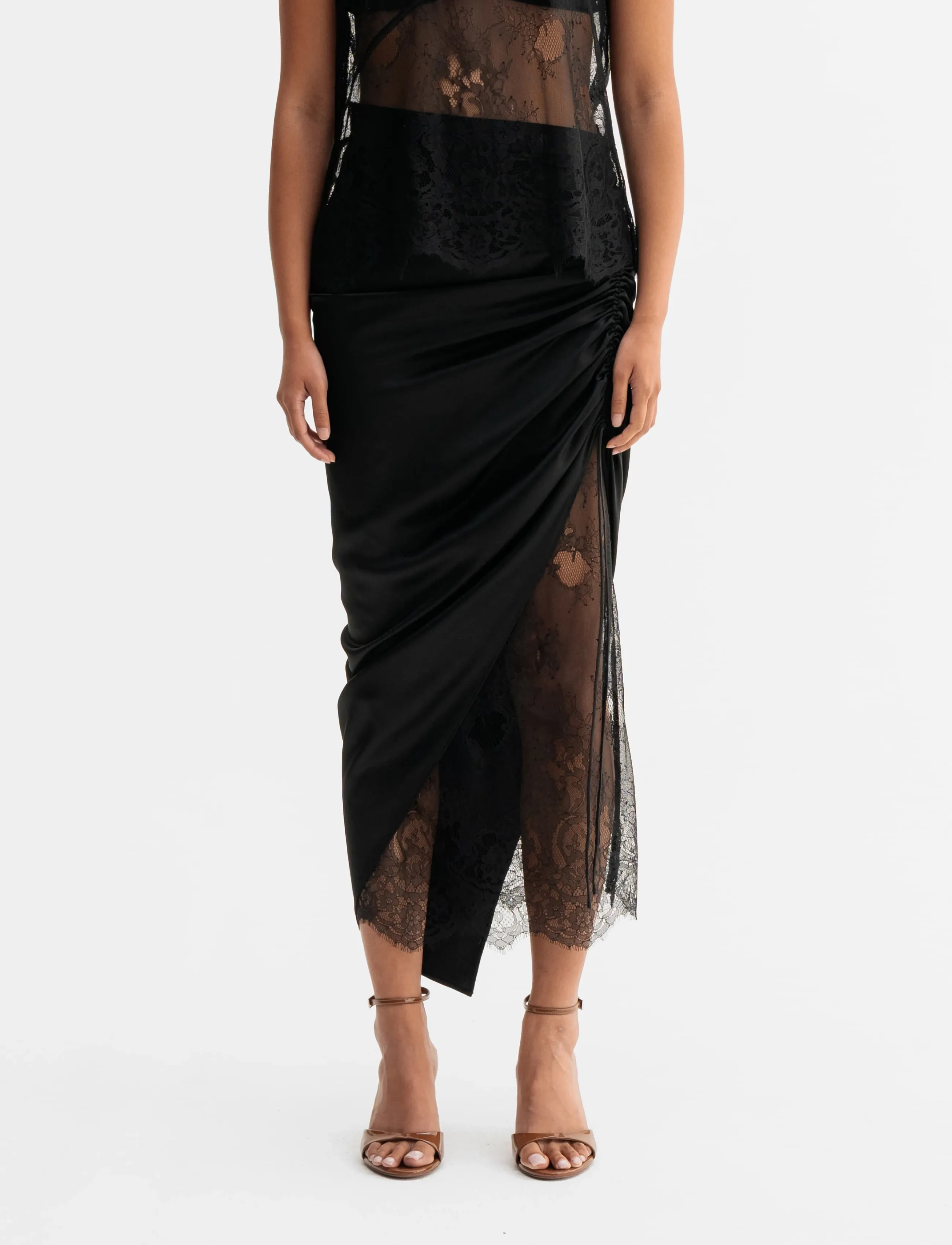 Ahlvar Gallery Haley lace skirt - Midi nederdele - BLACK / black