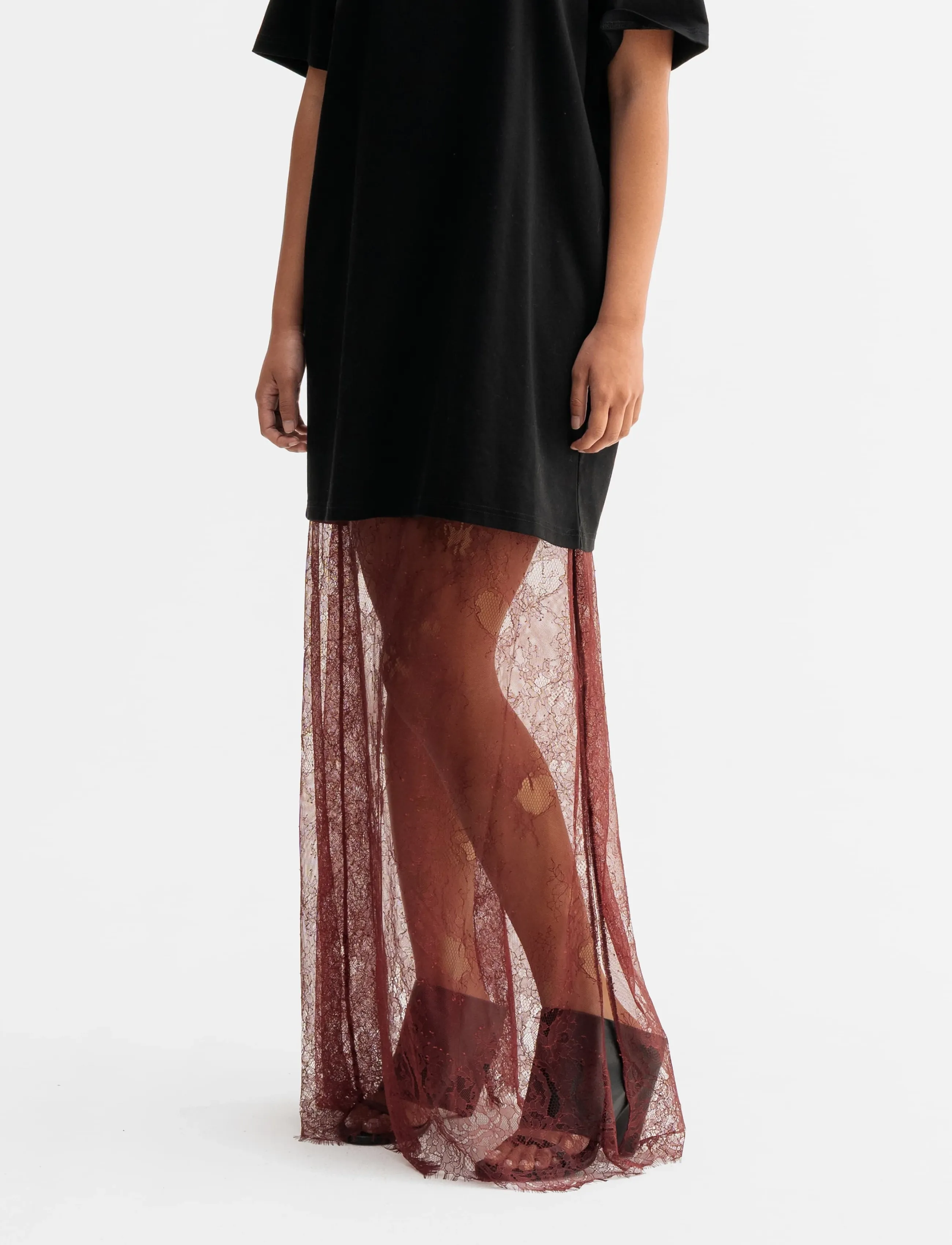 Ahlvar Gallery Hana long lace skirt - Ahlvar Gallery - BURGUNDY / burgundy