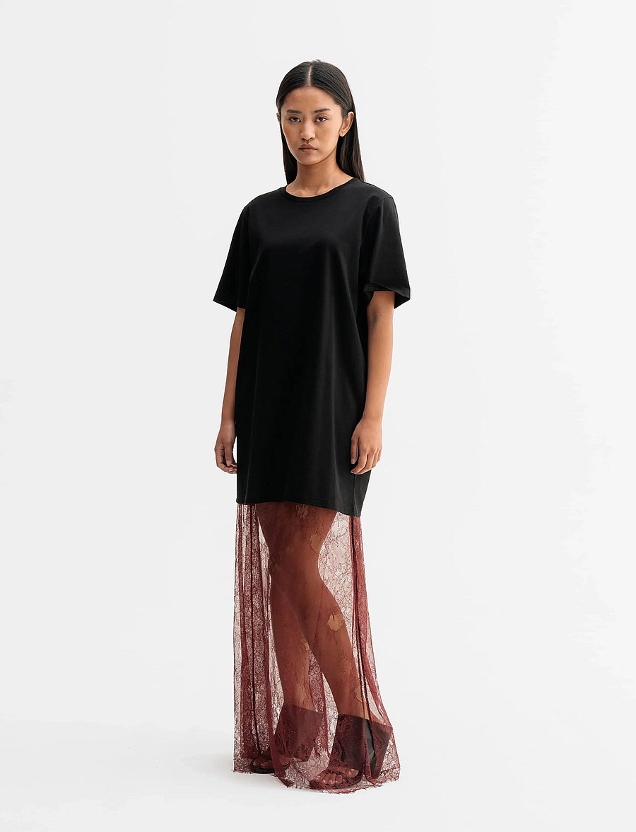 Ahlvar Gallery - Hana long lace skirt - maxi skirts - burgundy - 3