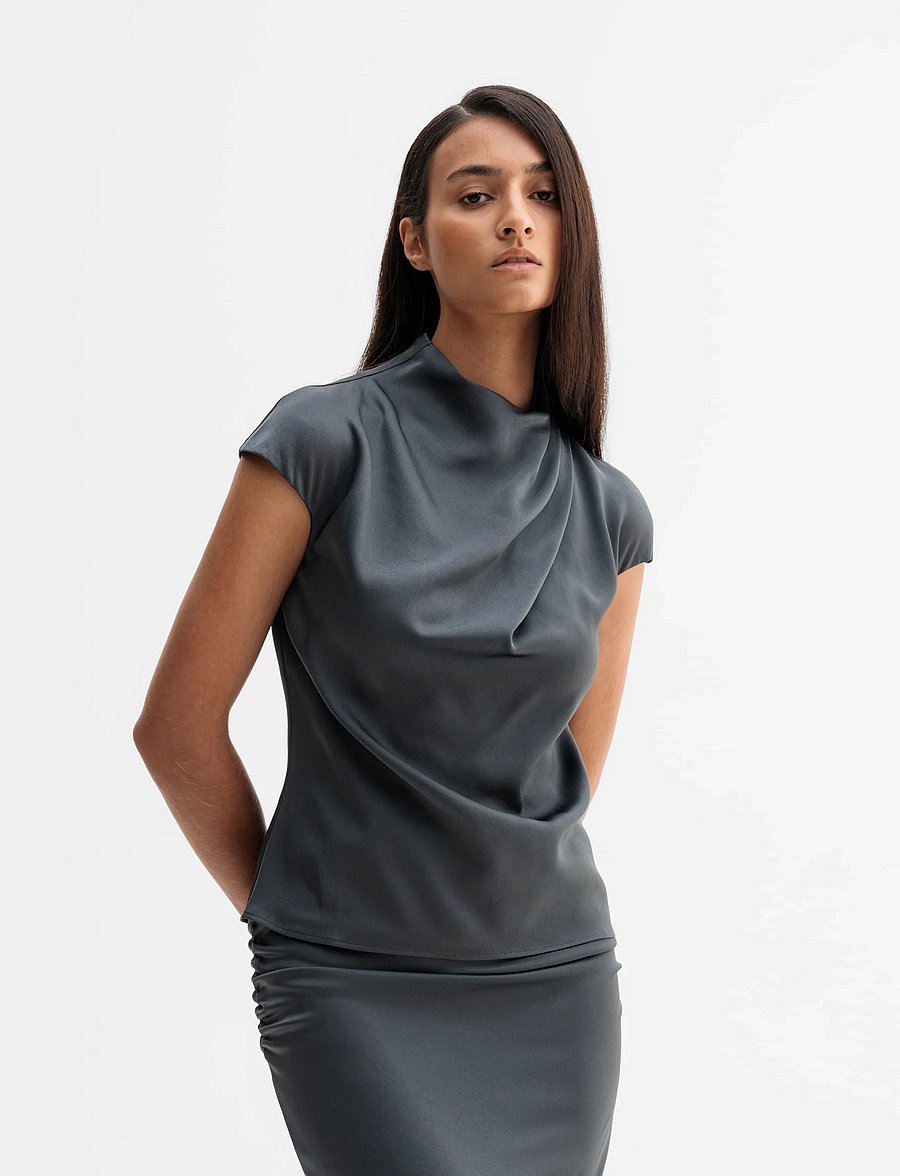 Ahlvar Gallery - Lima top - short-sleeved blouses - dark grey - 0