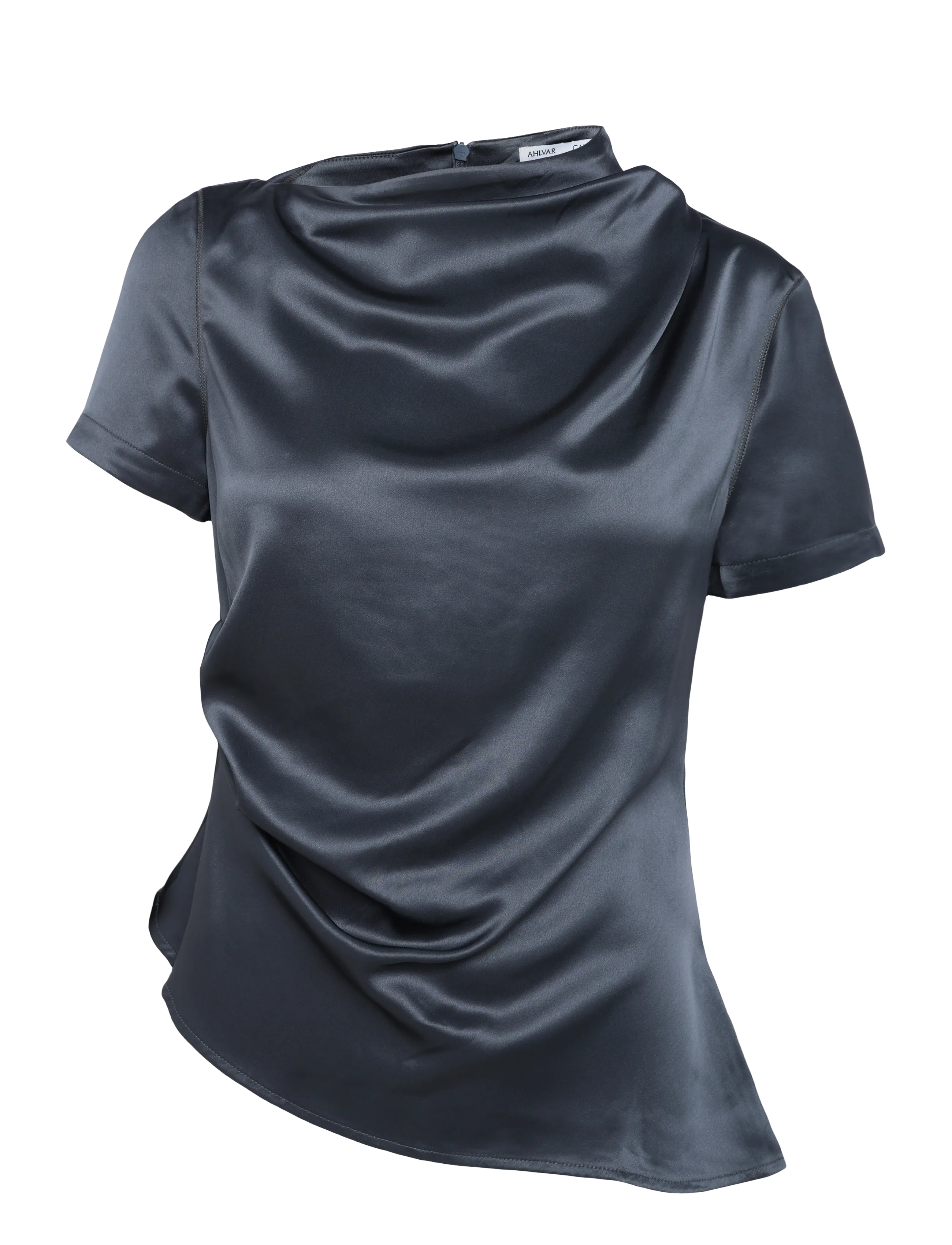 Ahlvar Gallery - Lizi satin tee - t-shirts - dark grey - 1