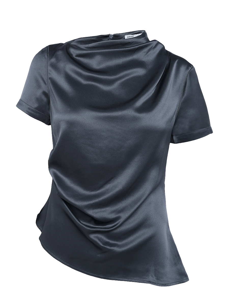 Ahlvar Gallery - Lizi satin tee - t-shirts - dark grey - 1